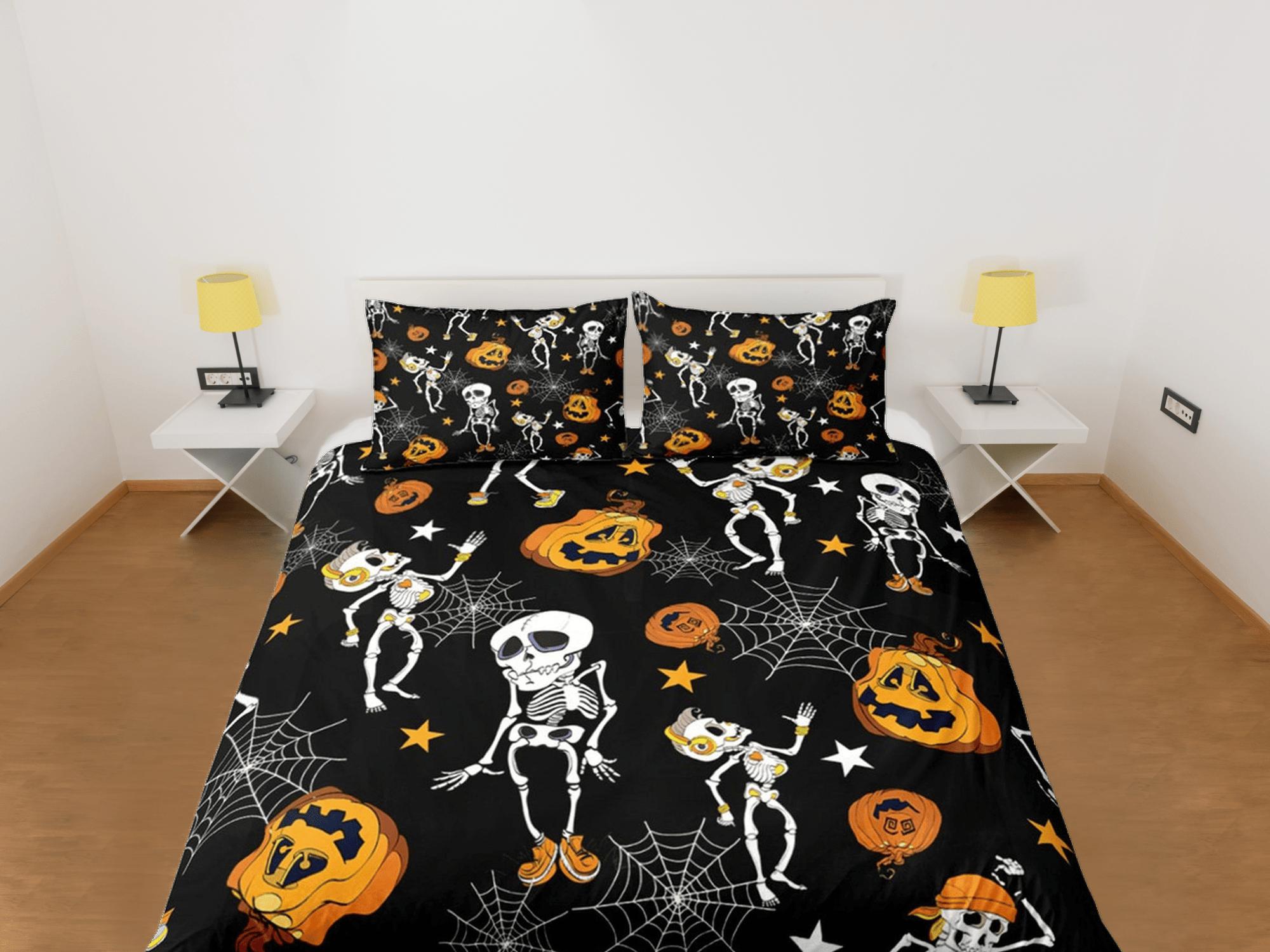 daintyduvet Retro black halloween bedding & pillowcase, gothic duvet cover, dorm bedding, halloween decor goth bedding, halloween gift, toddler bedding