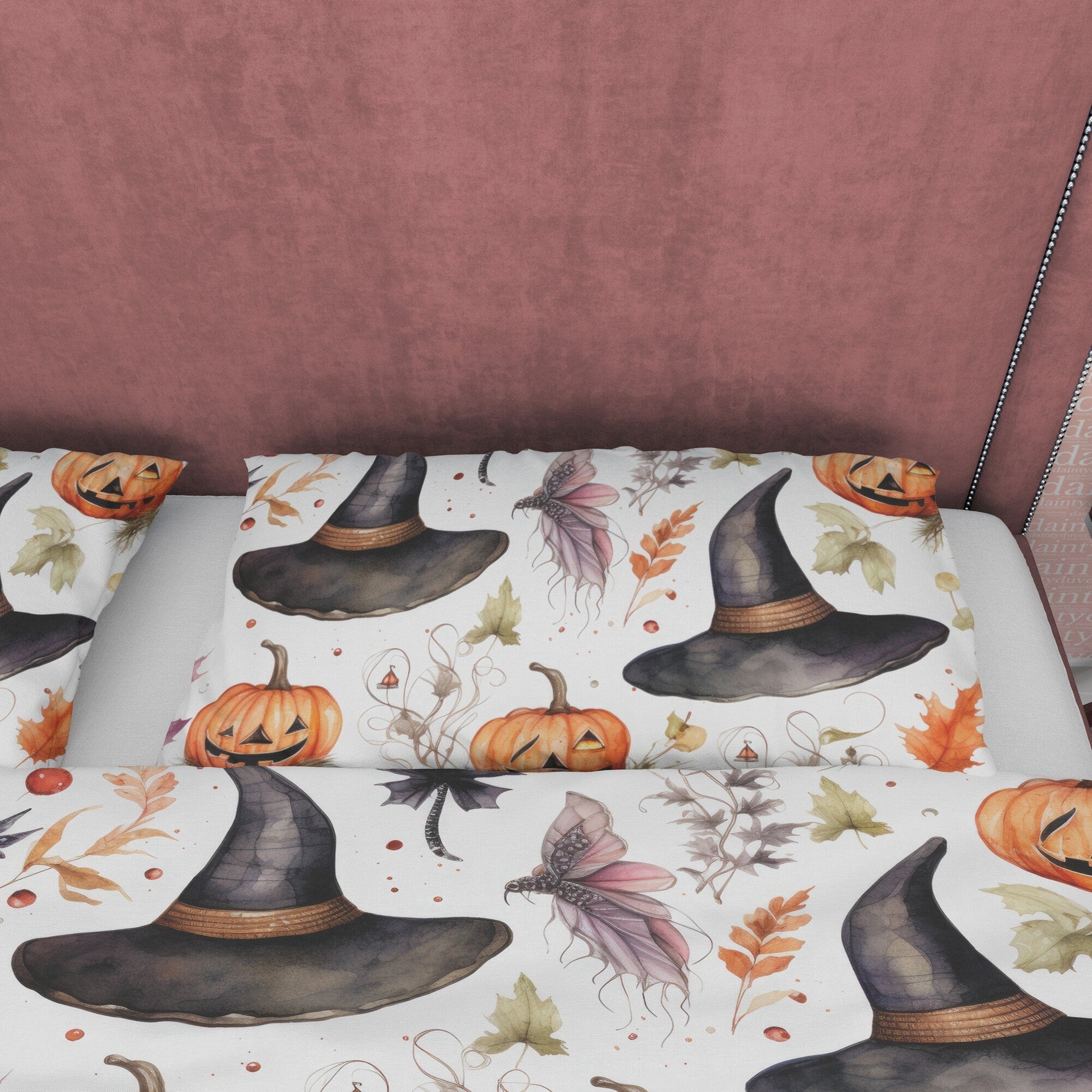 Retro Pumpkin White Duvet Cover Set, Spooky Bedding, Halloween Quilt Cover Autumn Room Decor, Farmhouse Bed Cover, Toddler Bedspread