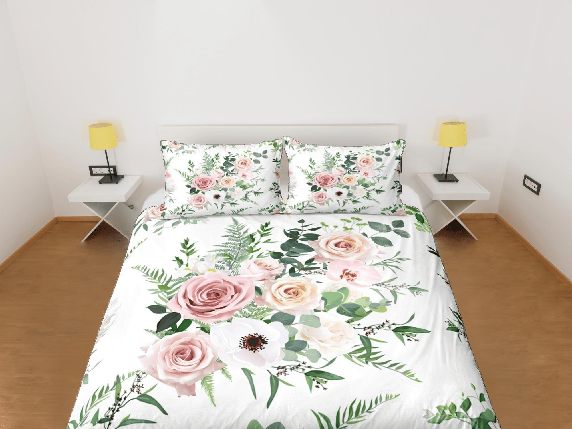 daintyduvet Roses Duvet Cover Set Bohemian Bedspread, Floral Dorm Boho Bedding Pillowcase