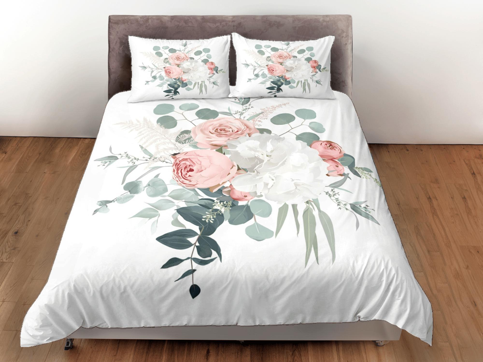daintyduvet Roses Duvet Cover Set Bohemian Bedspread, Floral Dorm Boho Bedding Pillowcase