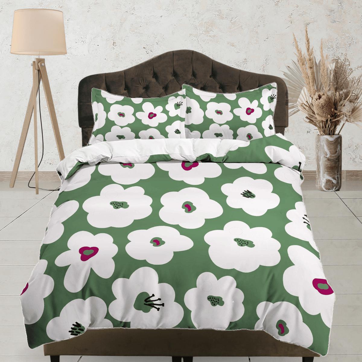 daintyduvet Sage green cute floral duvet cover colorful bedding, teen girl bedroom, baby girl crib bedding boho maximalist bedspread aesthetic bedding
