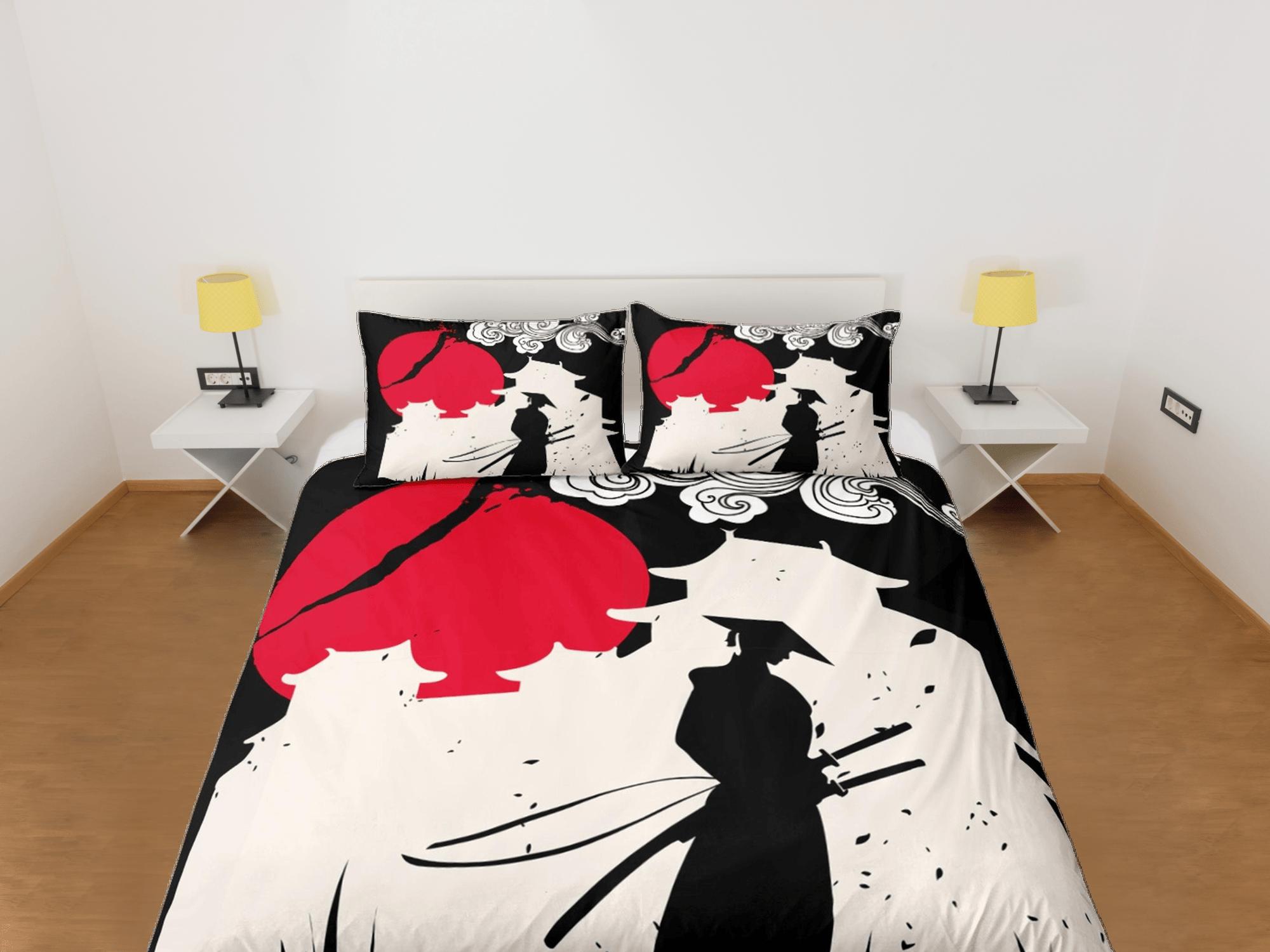 daintyduvet Samurai bedding, japanese duvet cover set for king, queen, full, twin, single, bed, bedding for boys, anime lover gift, japan culture
