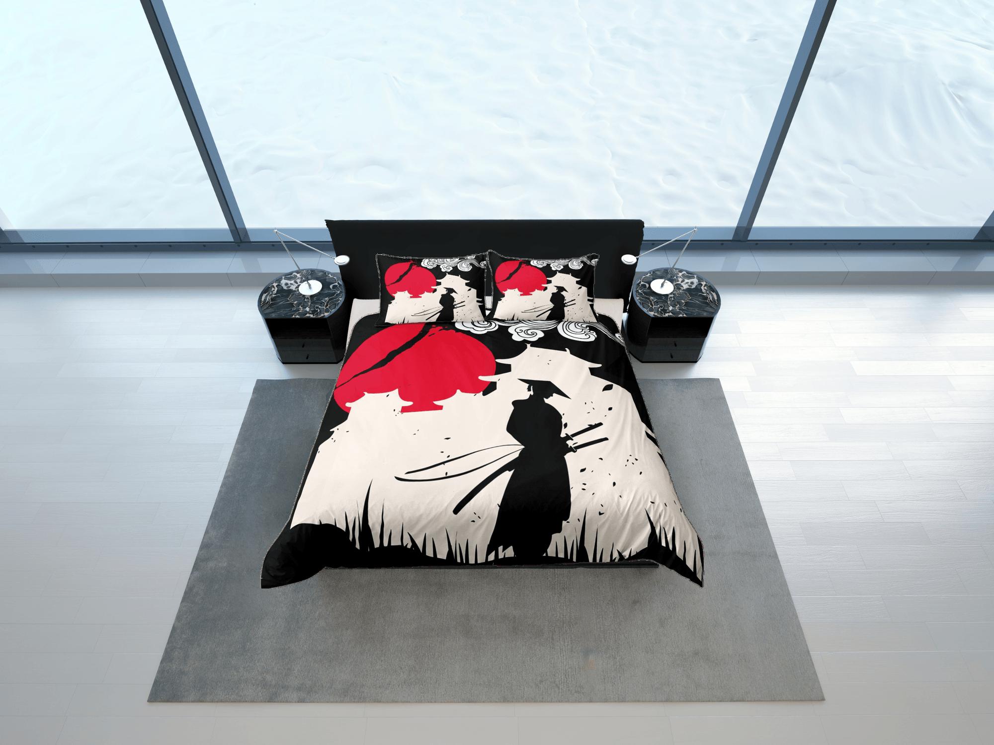 daintyduvet Samurai bedding, japanese duvet cover set for king, queen, full, twin, single, bed, bedding for boys, anime lover gift, japan culture