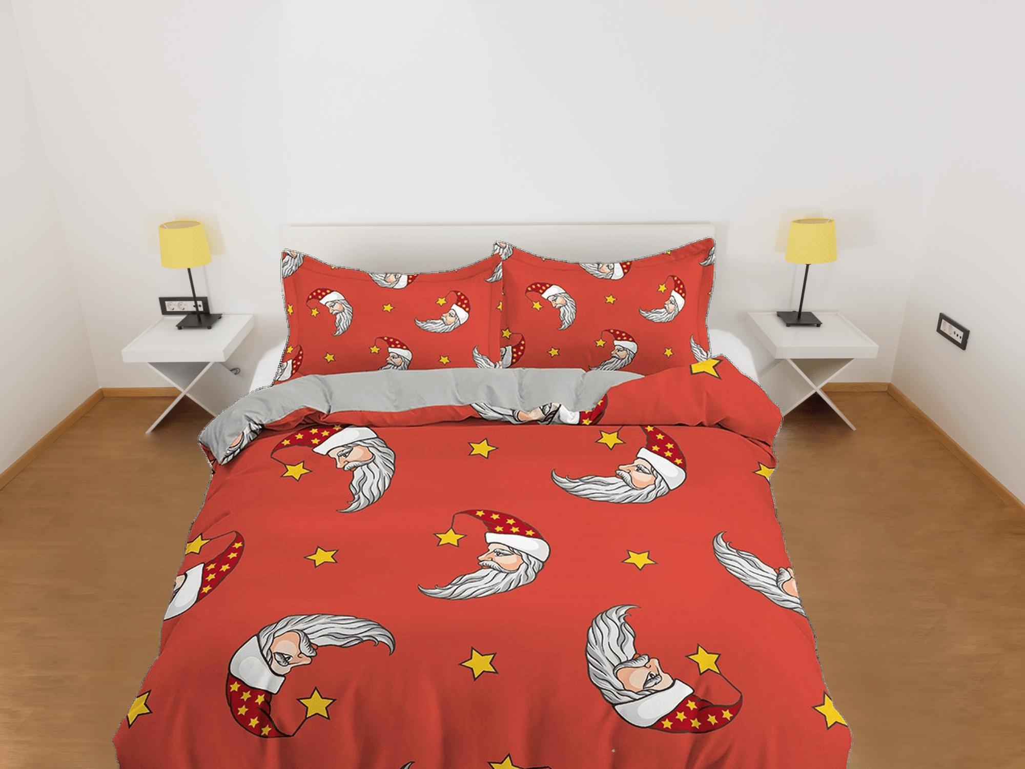 daintyduvet Santa claus crescent moon shape red duvet cover set christmas full size bedding & pillowcase, college bedding, toddler bedding, holiday gift
