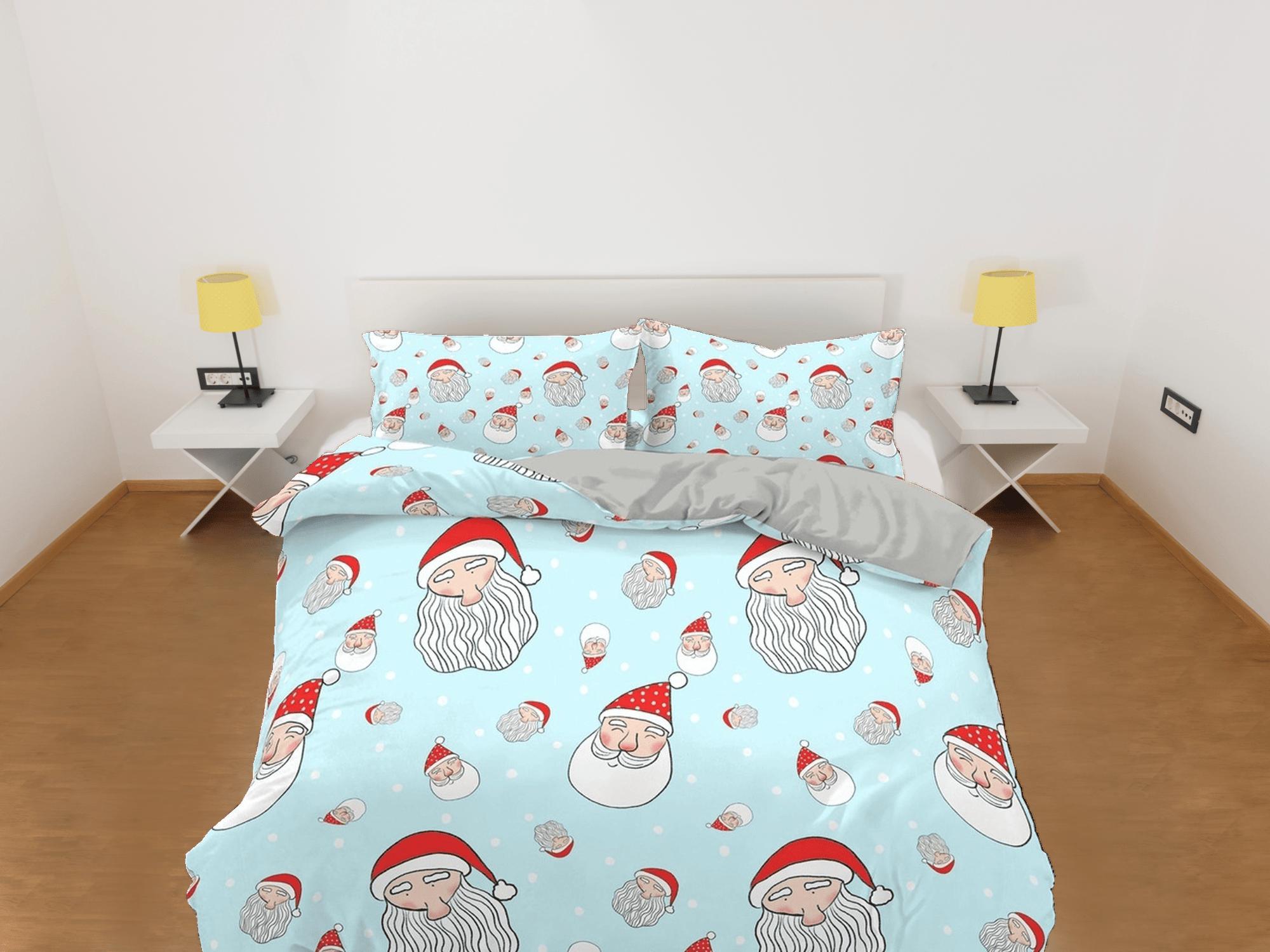 daintyduvet Santa Claus faces Christmas bedding holiday gift pillowcase duvet cover king queen full twin toddler bedding baby Christmas farmhouse decor