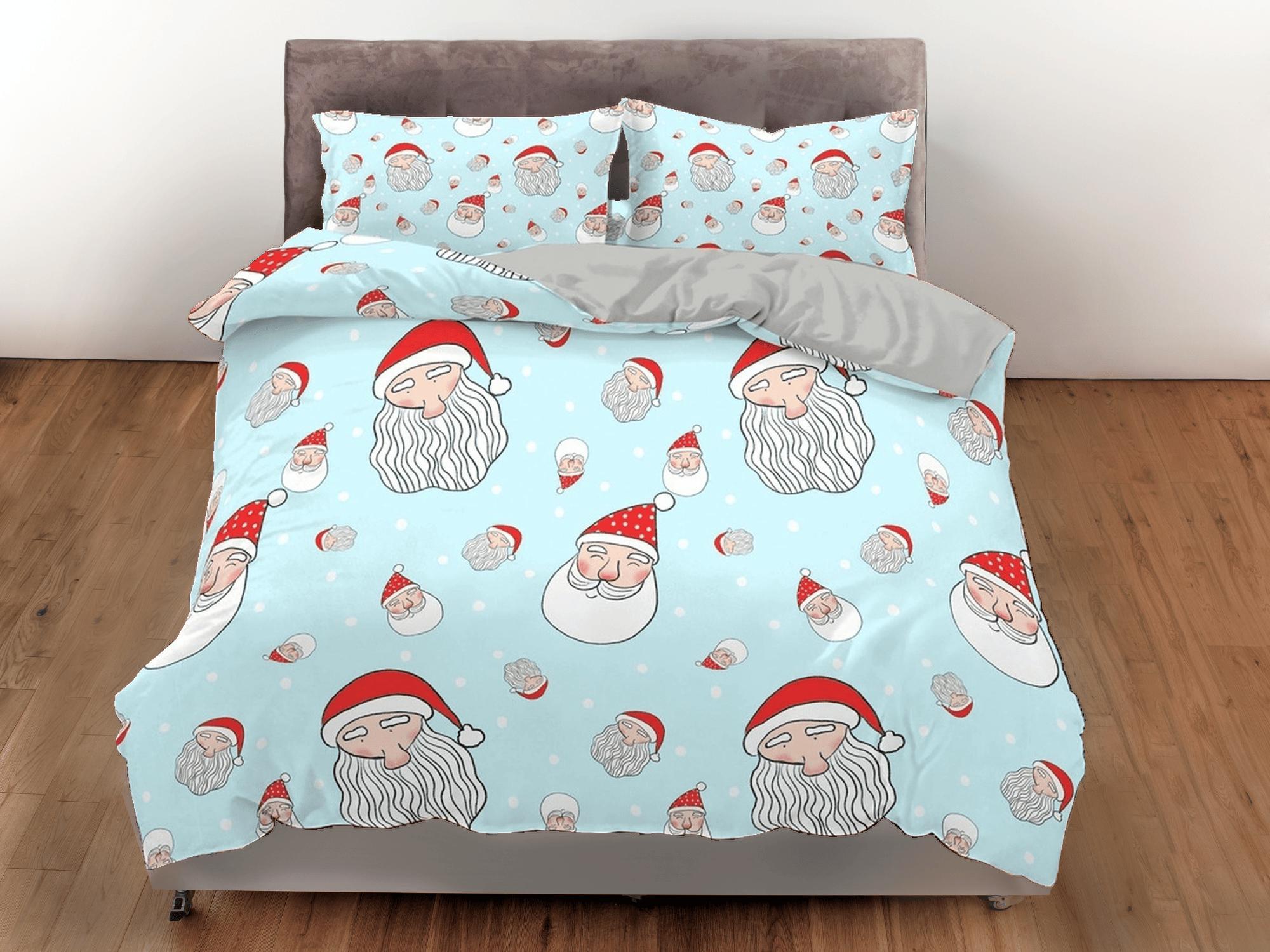 daintyduvet Santa Claus faces Christmas bedding holiday gift pillowcase duvet cover king queen full twin toddler bedding baby Christmas farmhouse decor