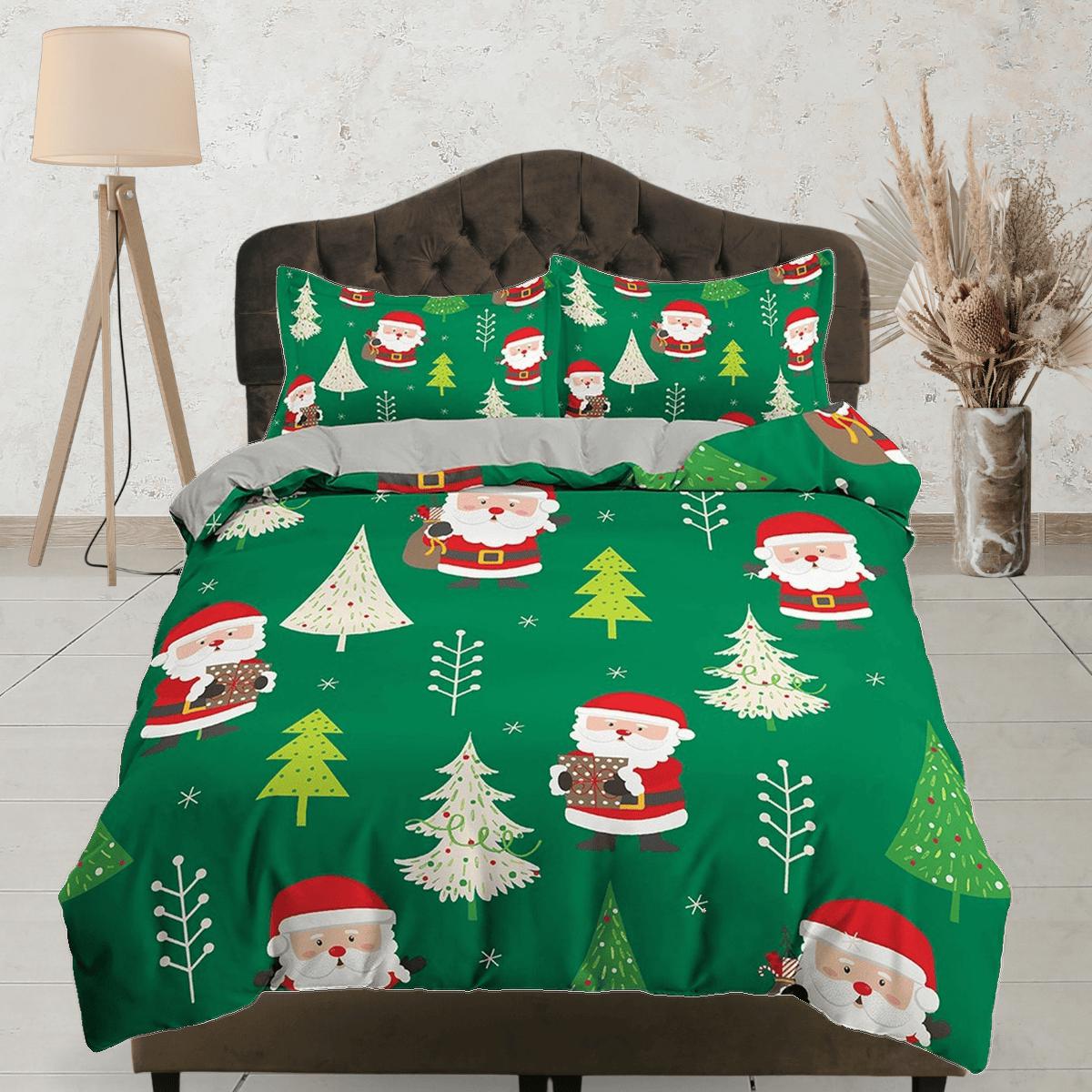 daintyduvet Santa claus green duvet cover set christmas full size bedding & pillowcase, college bedding, crib toddler bedding, holiday gift room decor