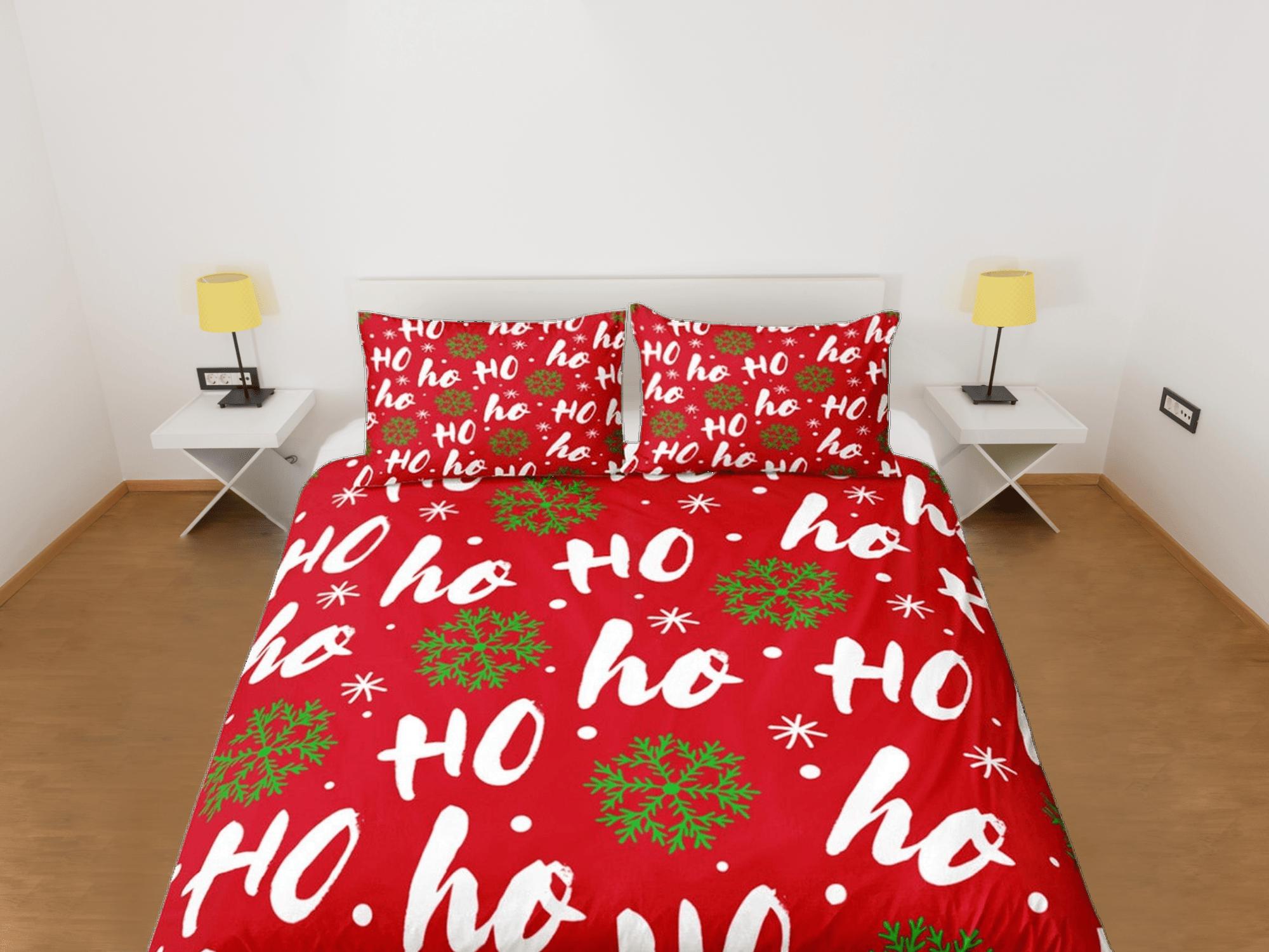 daintyduvet Santa claus ho ho ho laugh red duvet cover set, christmas full size bedding pillowcase, college bedding, crib toddler bedding, holiday gift