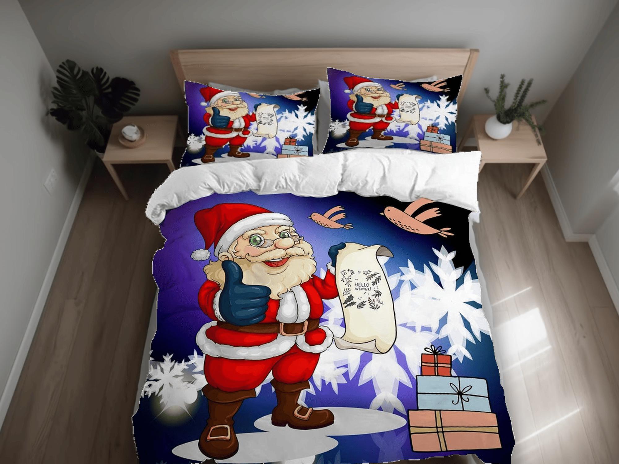 daintyduvet Santa Claus List Christmas bedding & pillowcase holiday gift duvet cover king queen full twin toddler bedding baby Christmas farmhouse decor