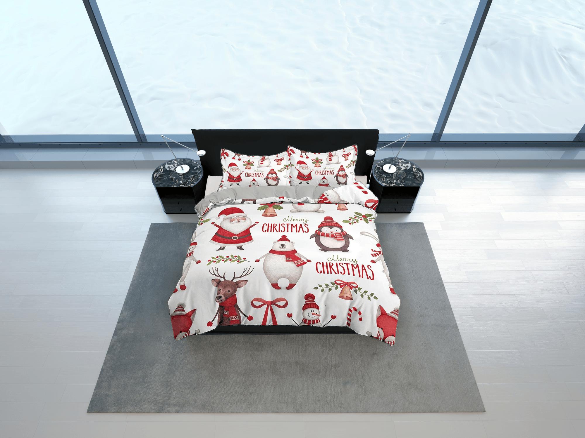 daintyduvet Santa claus, polar bear and penguin duvet cover, christmas full size bedding & pillowcase, college bedding, toddler bedding, holiday gift
