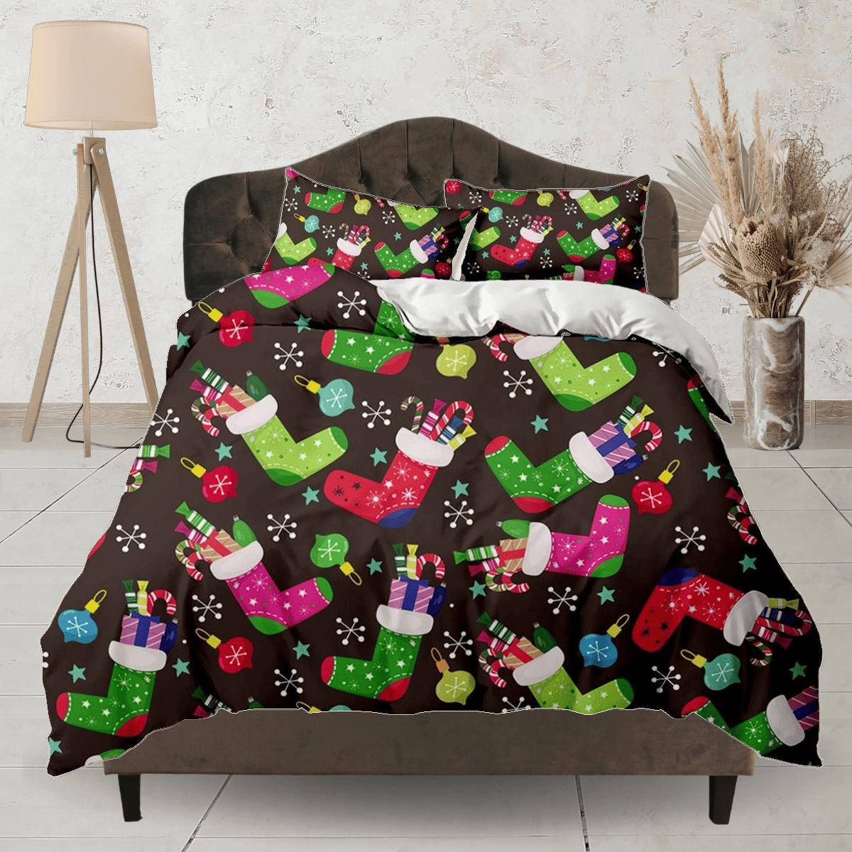 daintyduvet Santa Claus stocking stuffers Christmas bedding & pillowcase holiday gift duvet cover, toddler bedding baby Christmas farmhouse decor