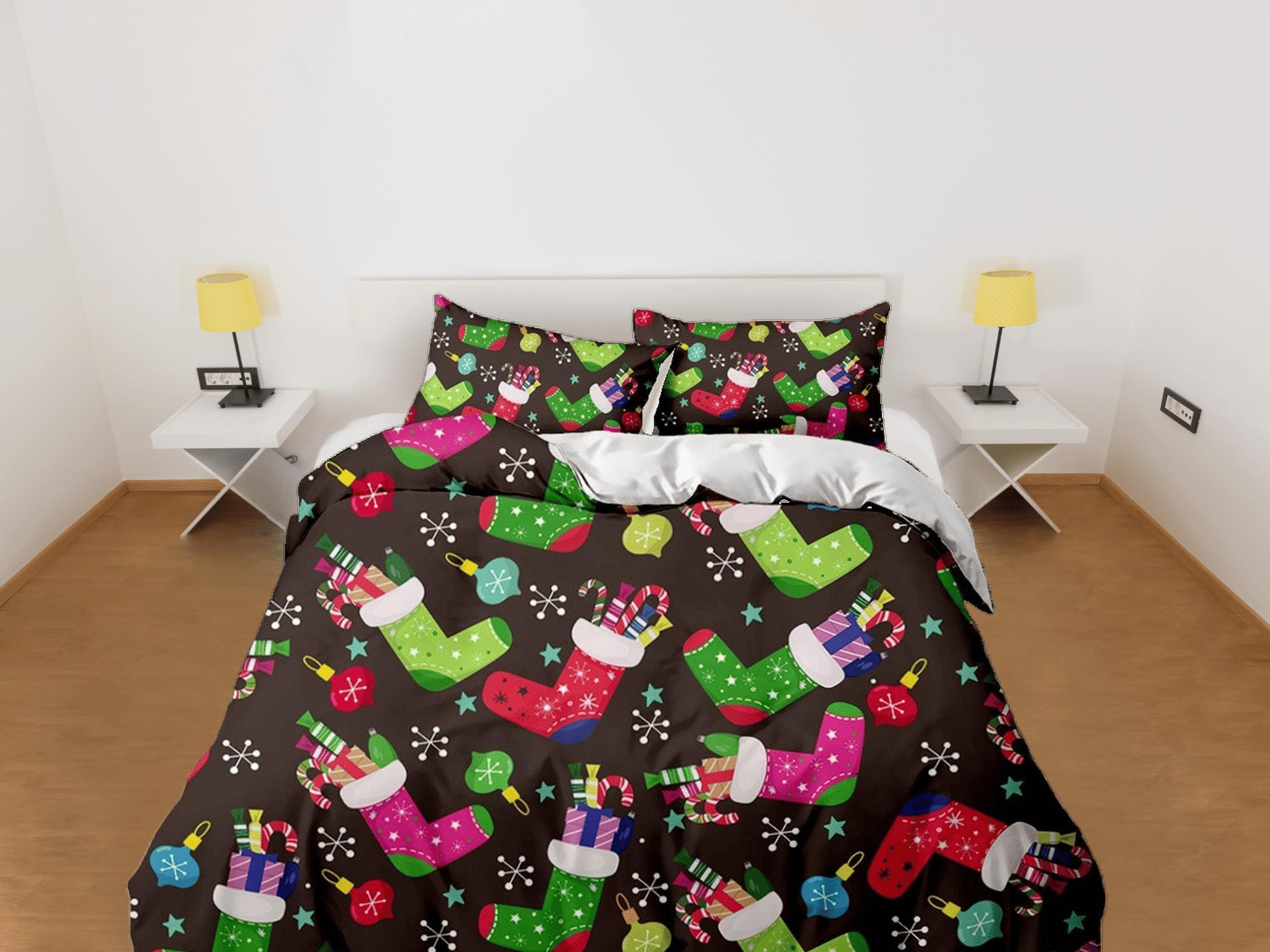 daintyduvet Santa Claus stocking stuffers Christmas bedding & pillowcase holiday gift duvet cover, toddler bedding baby Christmas farmhouse decor