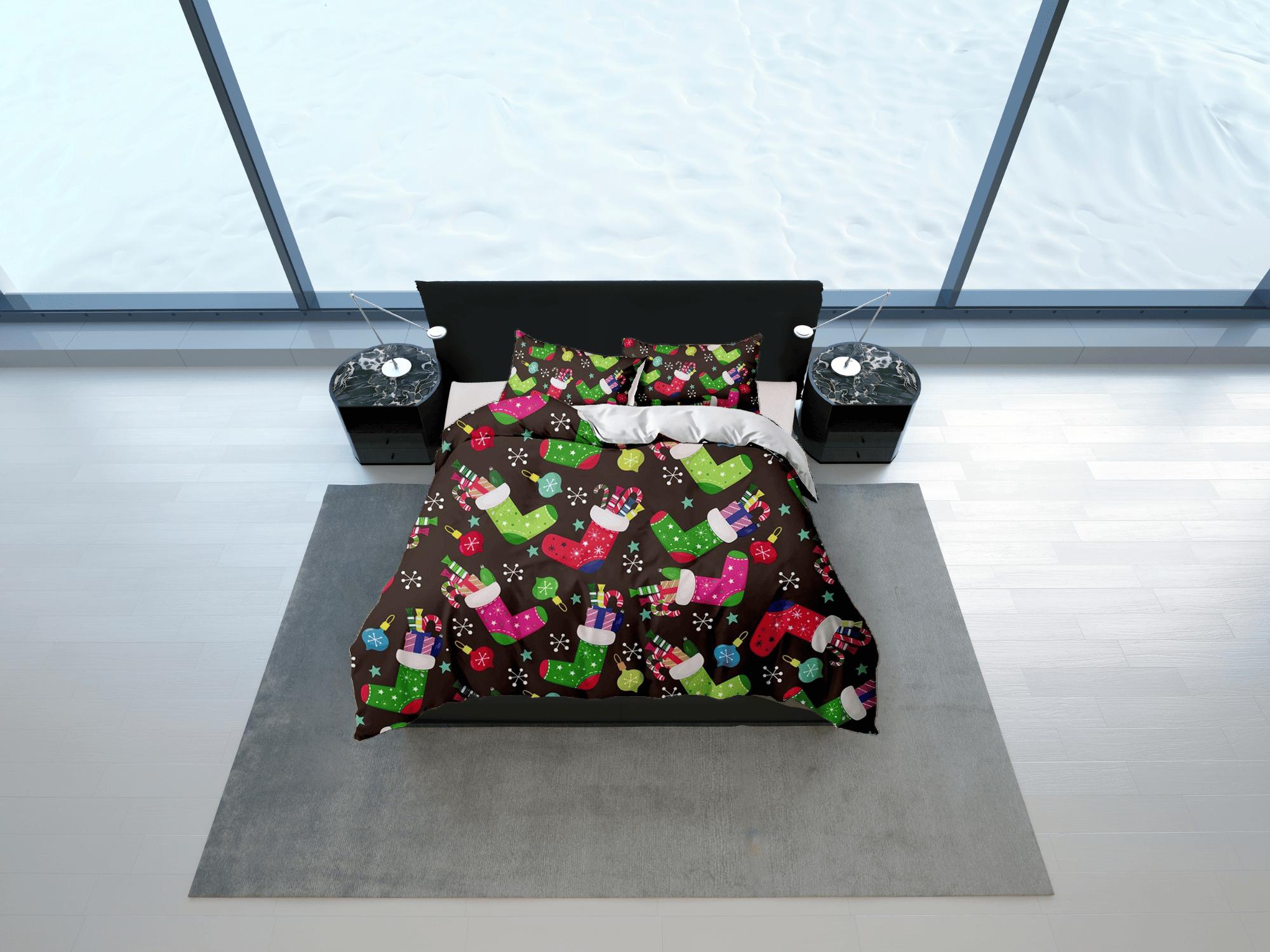 daintyduvet Santa Claus stocking stuffers Christmas bedding & pillowcase holiday gift duvet cover, toddler bedding baby Christmas farmhouse decor