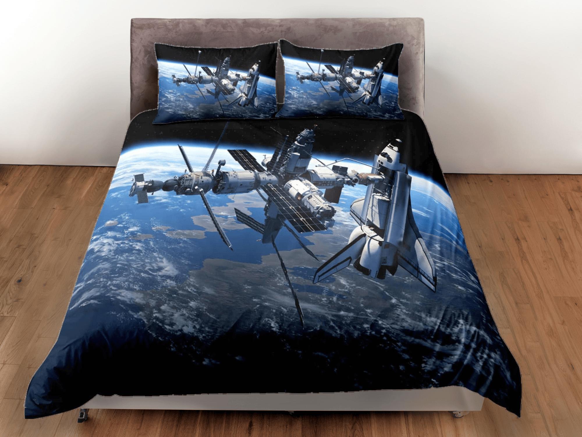daintyduvet Satellite view of earth bedding, 3D outer space bedding set full, astronomy duvet cover king, queen, cosmic dorm bedding, toddler bedding
