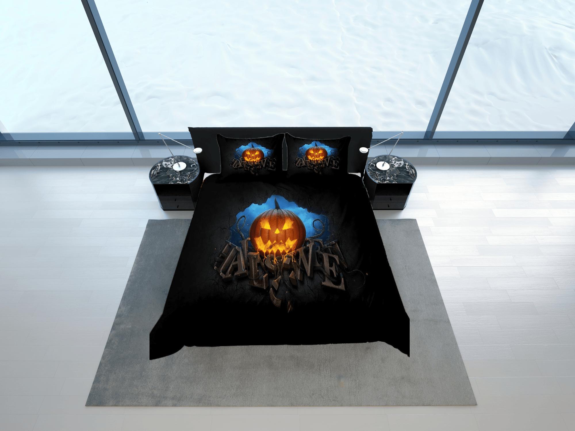 daintyduvet Scary pumpkin halloween bedding & pillowcase, gothic duvet cover, dorm bedding, goth decor toddler bedding, halloween gift