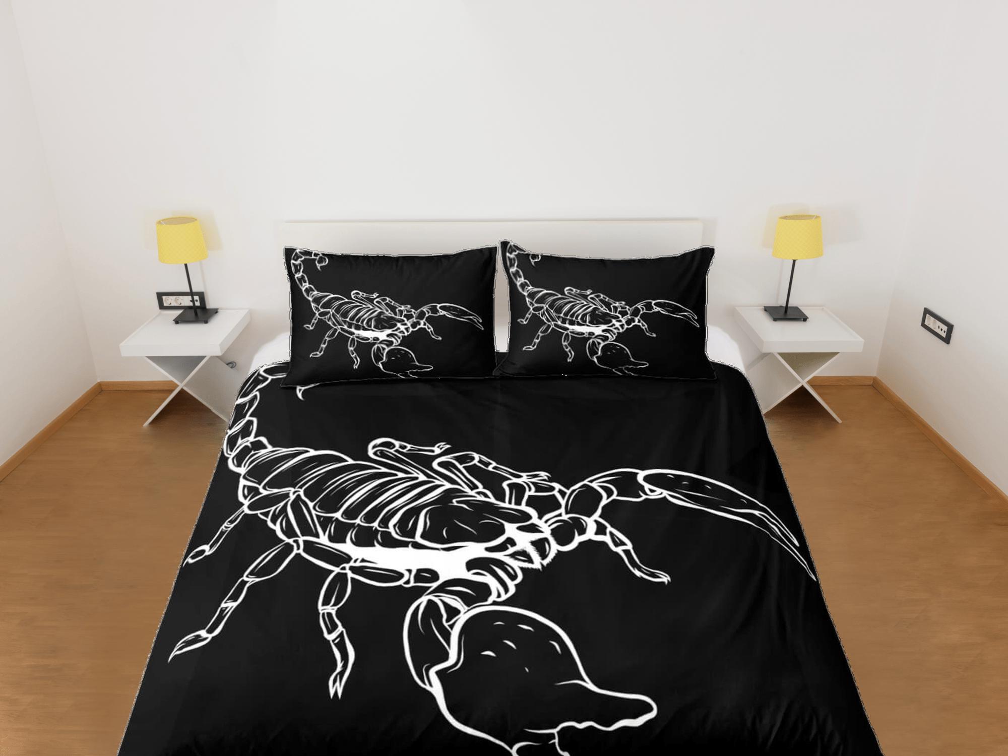 daintyduvet Scorpion black duvet cover crustaceancore bedding set full queen king, scorpio zodiac astrology, gypsy bedspread, aesthetic room unisex gift