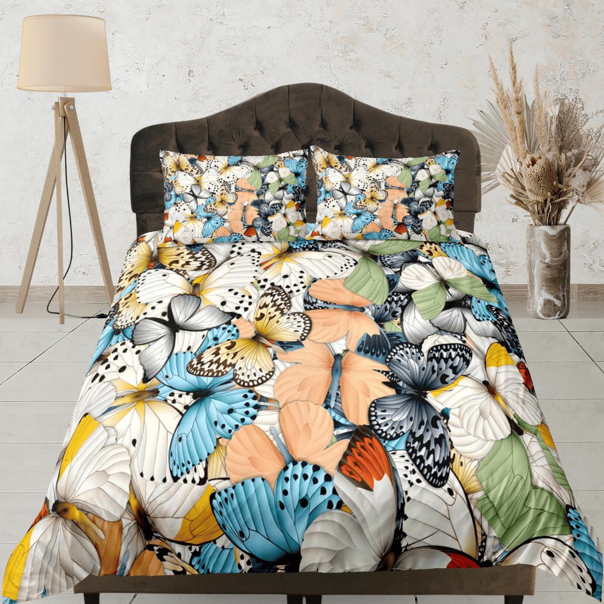 daintyduvet Shabby chic retro butterfly bedding duvet cover boho chic dorm bedding full size adult duvet king queen twin, nursery toddler bedding