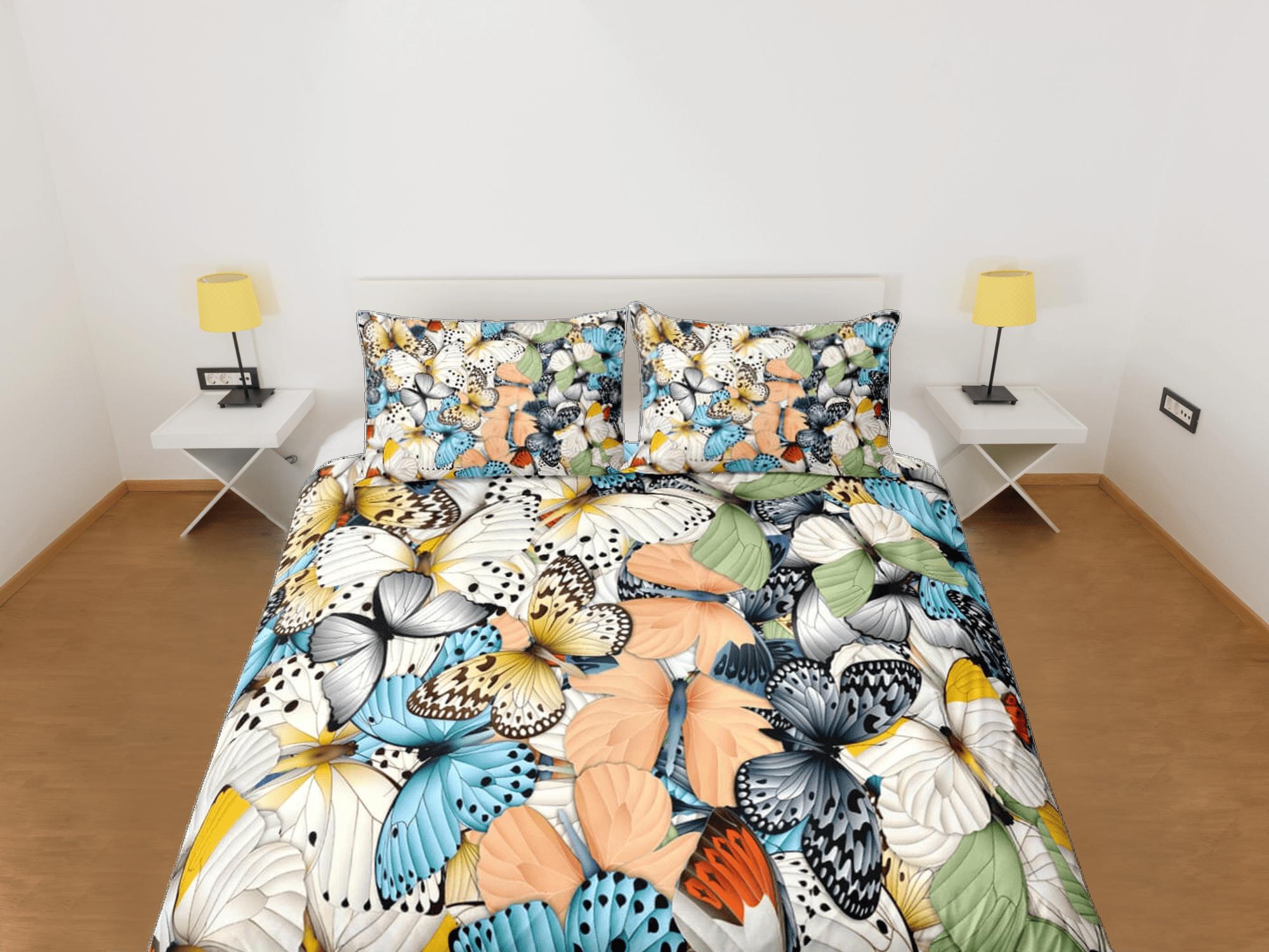 daintyduvet Shabby chic retro butterfly bedding duvet cover boho chic dorm bedding full size adult duvet king queen twin, nursery toddler bedding