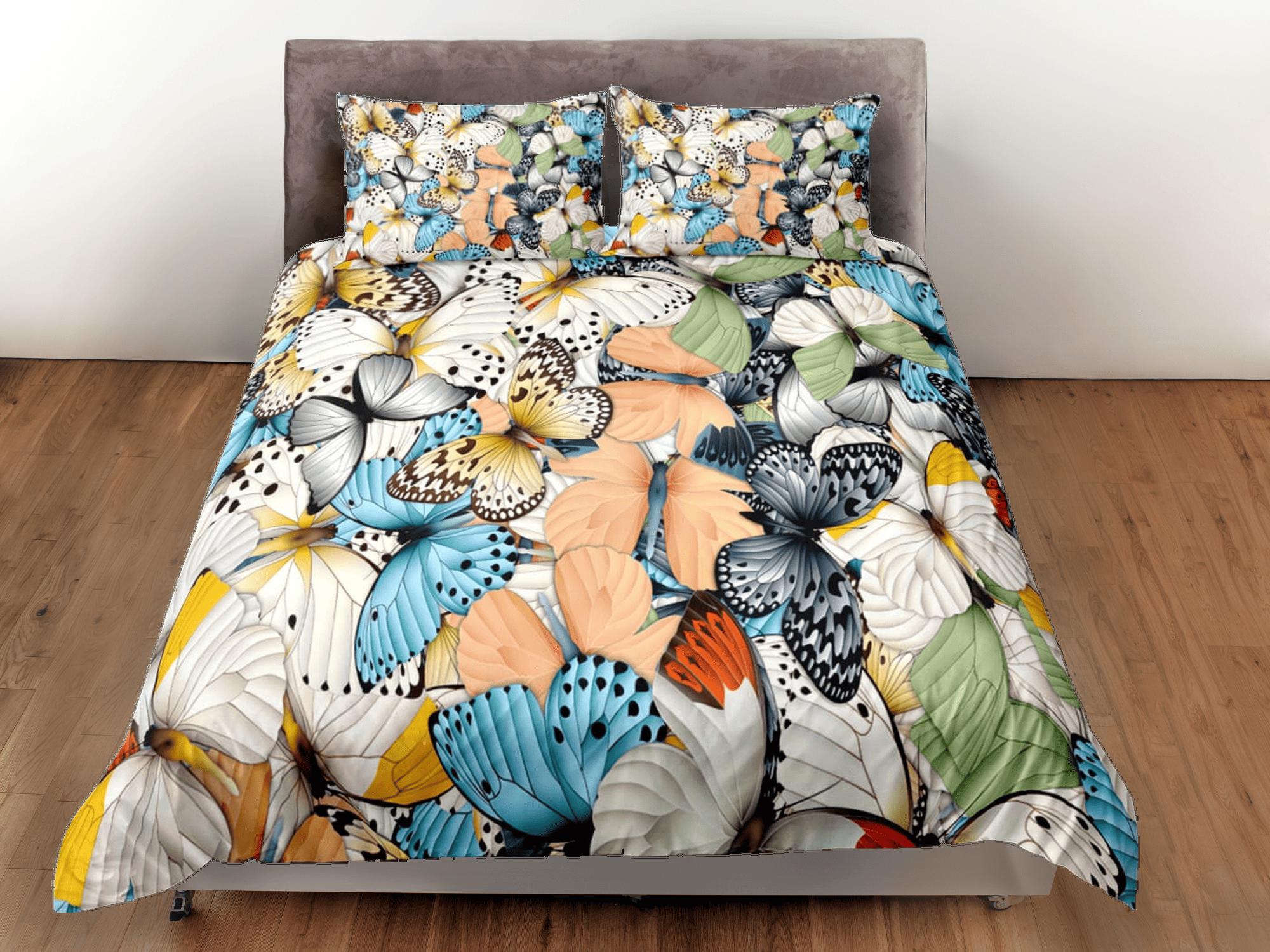 daintyduvet Shabby chic retro butterfly bedding duvet cover boho chic dorm bedding full size adult duvet king queen twin, nursery toddler bedding