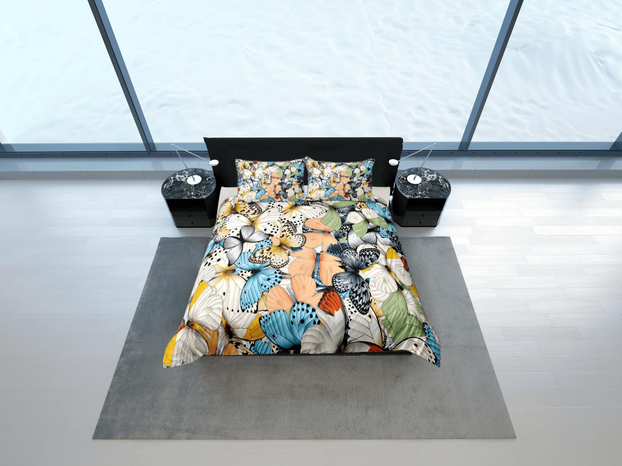 daintyduvet Shabby chic retro butterfly bedding duvet cover boho chic dorm bedding full size adult duvet king queen twin, nursery toddler bedding