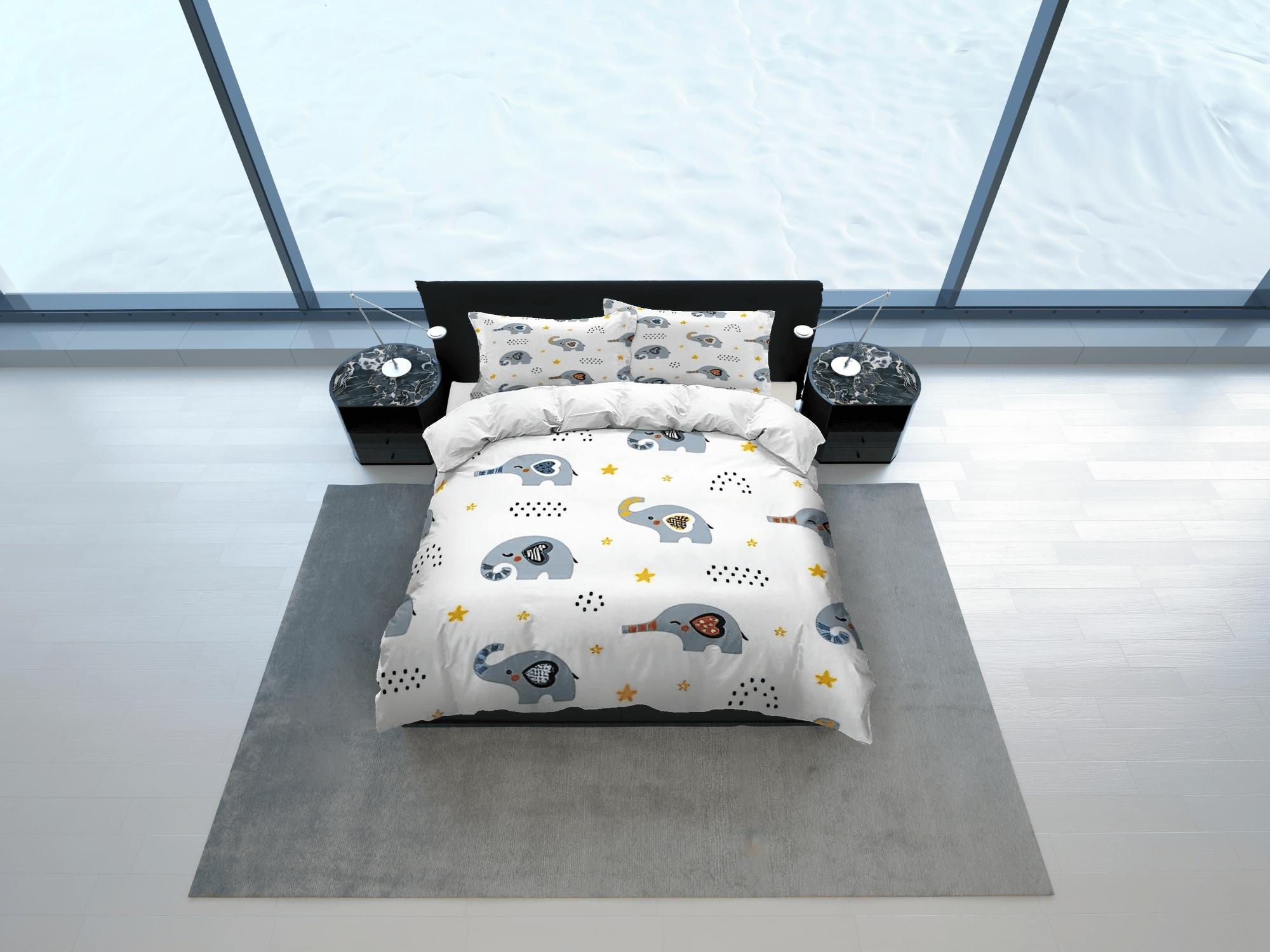 daintyduvet Simple elephant bedding cute duvet cover set, kids bedding full, nursery bed decor, elephant baby shower, toddler bedding