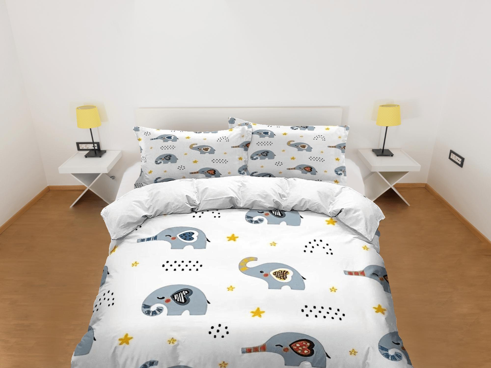 daintyduvet Simple elephant bedding cute duvet cover set, kids bedding full, nursery bed decor, elephant baby shower, toddler bedding