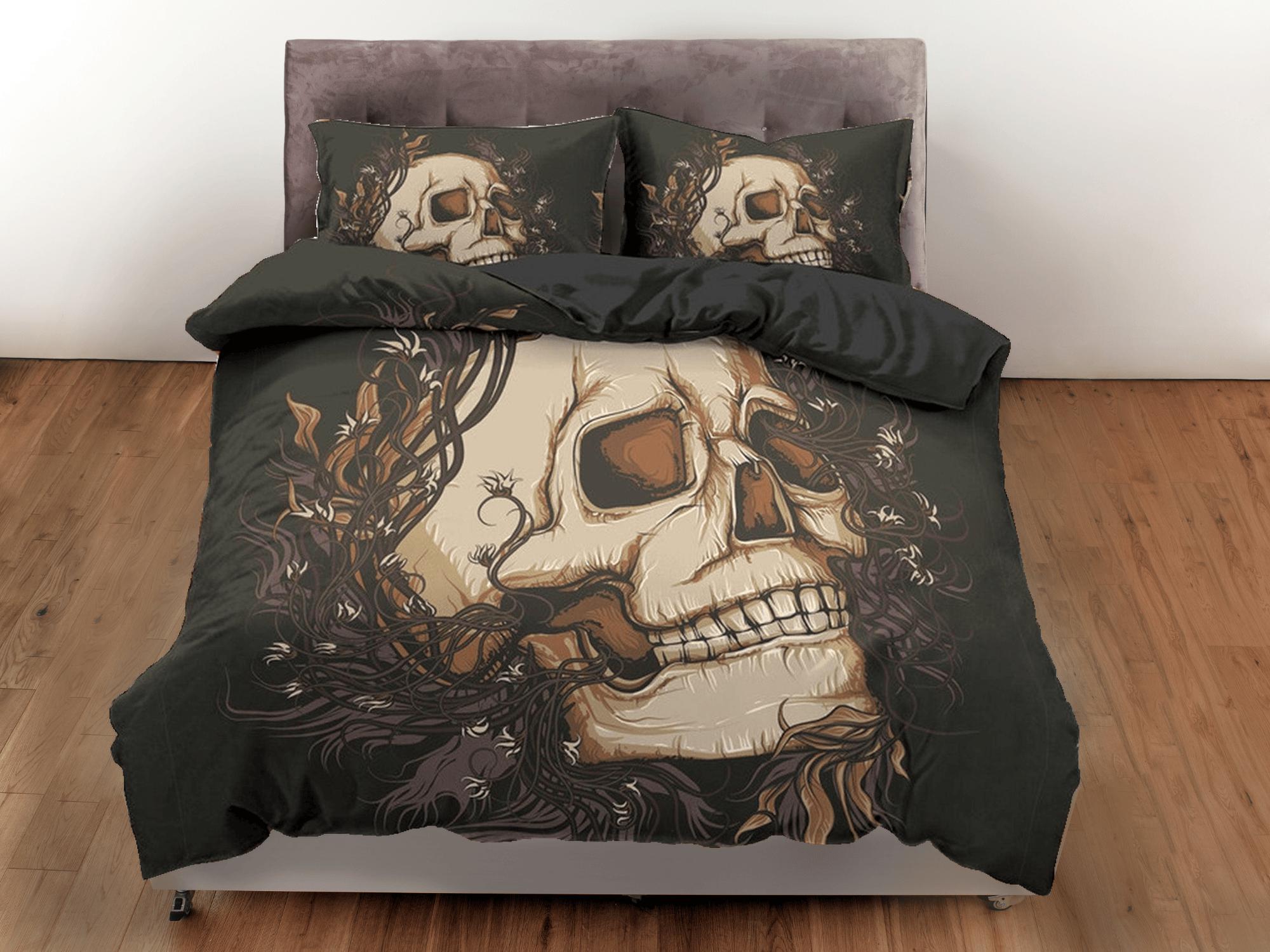 daintyduvet Skull Black Duvet Cover Set Bedspread, Dorm Bedding with Pillowcase
