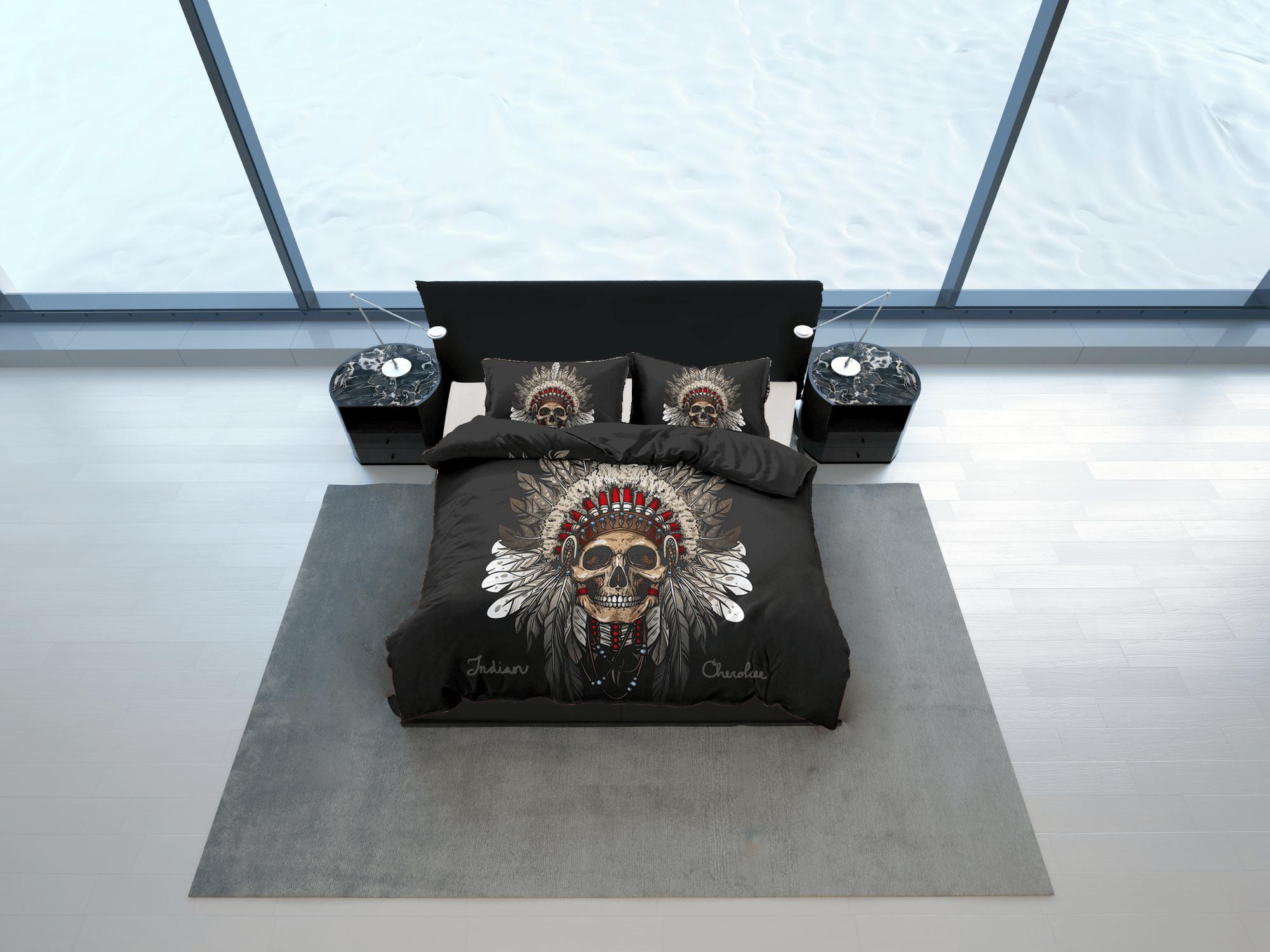 daintyduvet Skull Tribe Black Duvet Cover Set Bedspread, Dorm Bedding with Pillowcase