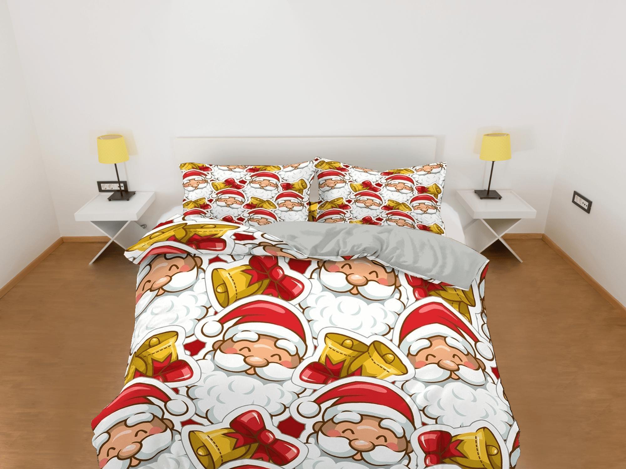 daintyduvet Smiling Santa Claus faces Christmas bedding & pillowcase holiday gift duvet cover king queen toddler bedding baby Christmas farmhouse decor