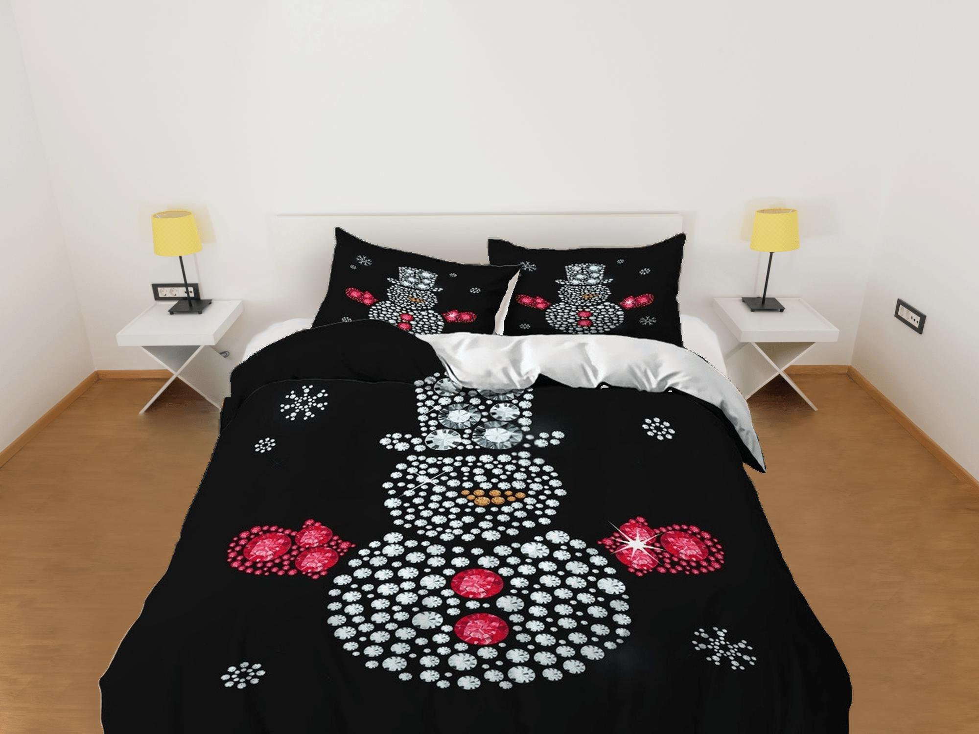 daintyduvet Snowman diamonds Christmas bedding & pillowcase holiday gift duvet cover king queen full twin toddler bedding baby Christmas farmhouse decor
