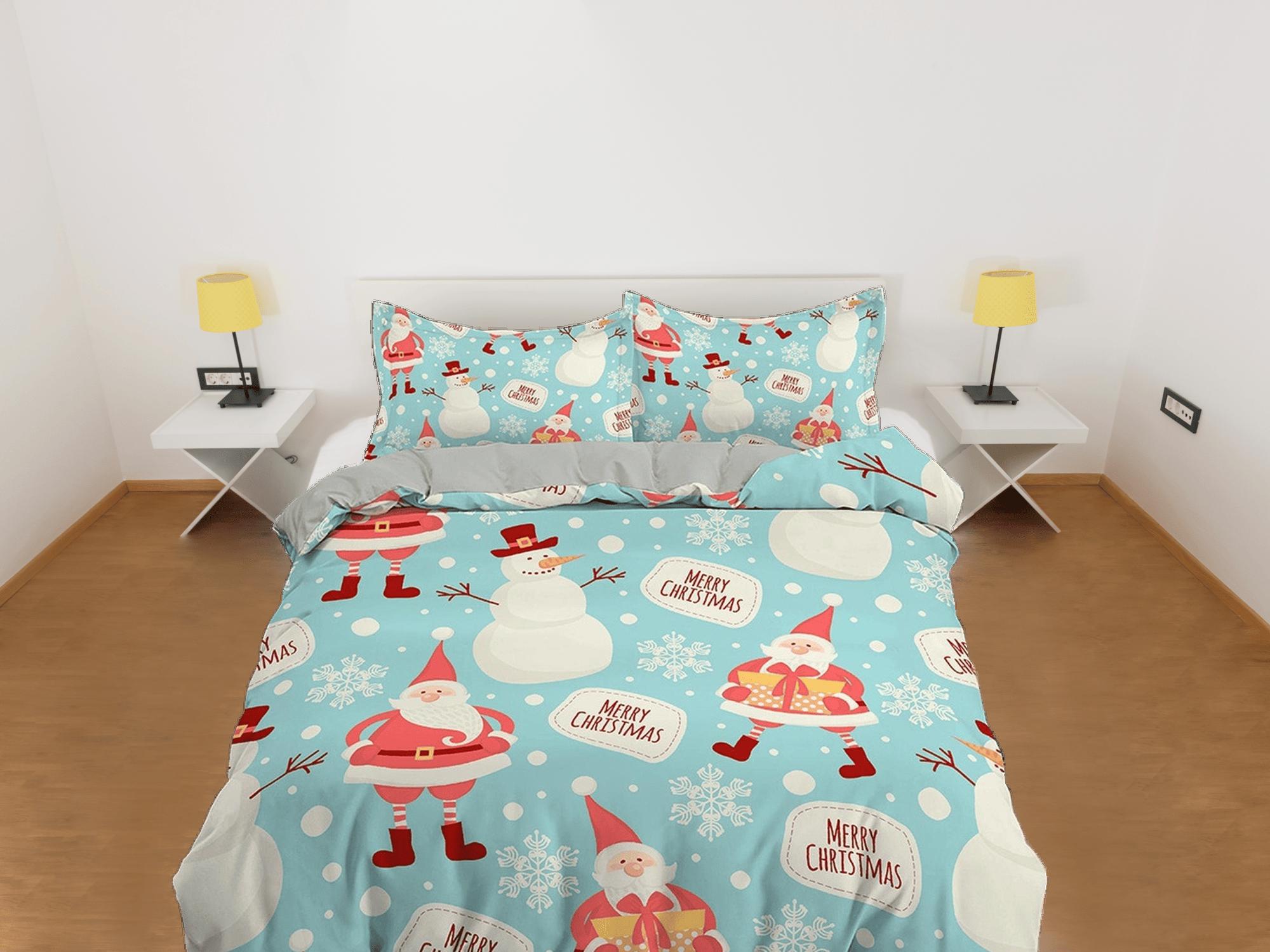 daintyduvet Snowman Santa Claus Christmas bedding, pillowcase holiday gift duvet cover king queen twin toddler bedding baby Christmas farmhouse decor