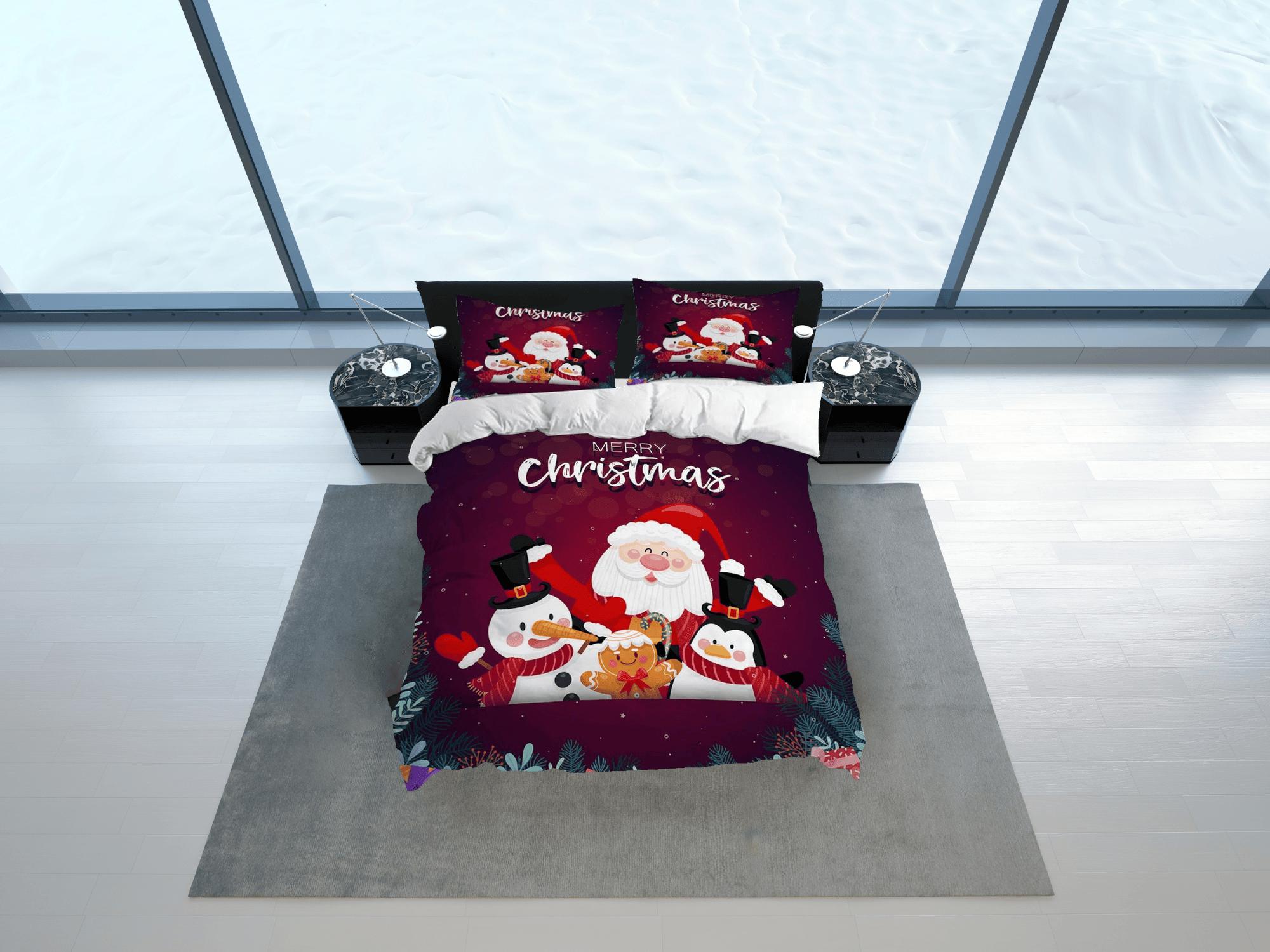 daintyduvet Snowman Santa Claus Christmas bedding set holiday gift duvet cover king queen full twin toddler bedding baby Christmas farmhouse decor
