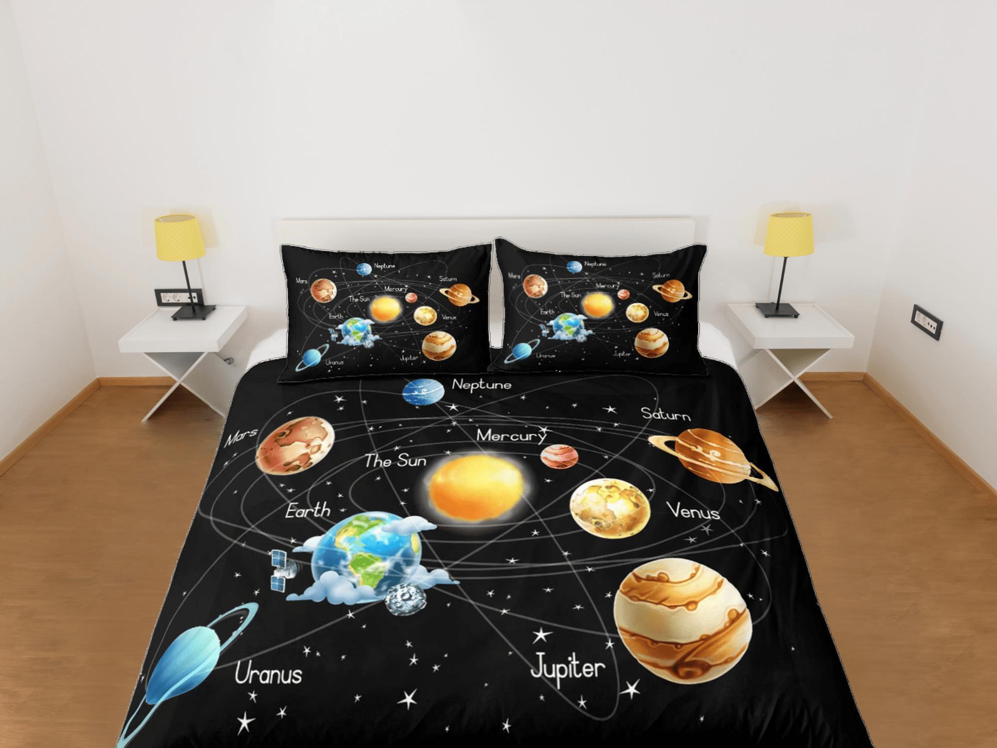 daintyduvet Solar System Planets Galaxy Duvet Cover Set Bedspread, Teens Kids Bedding Pillowcase Comforter Cover
