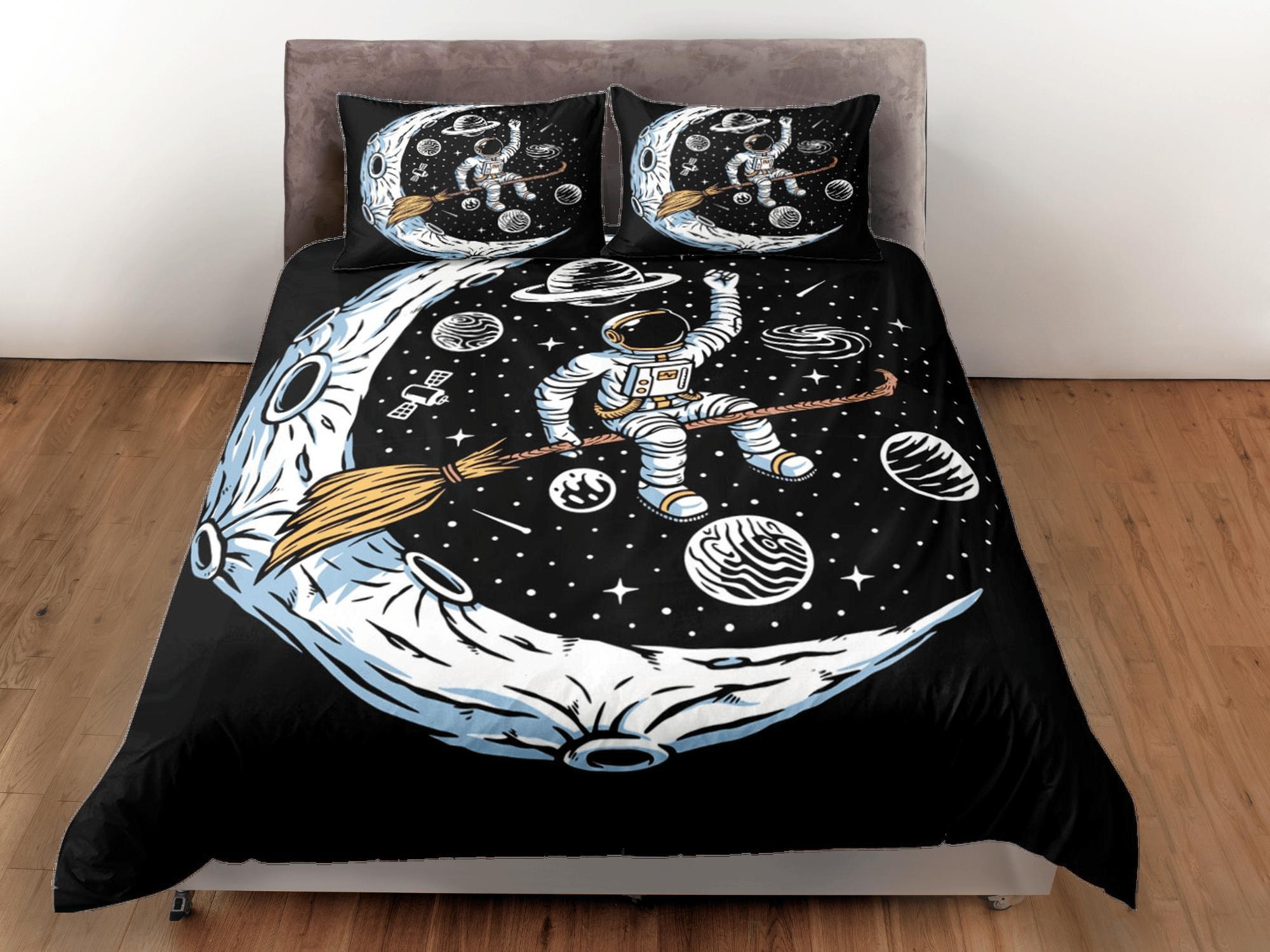 daintyduvet Space Galaxy Astronaut Witch Duvet Cover Set Bedspread, Kids Bedding & Pillowcase