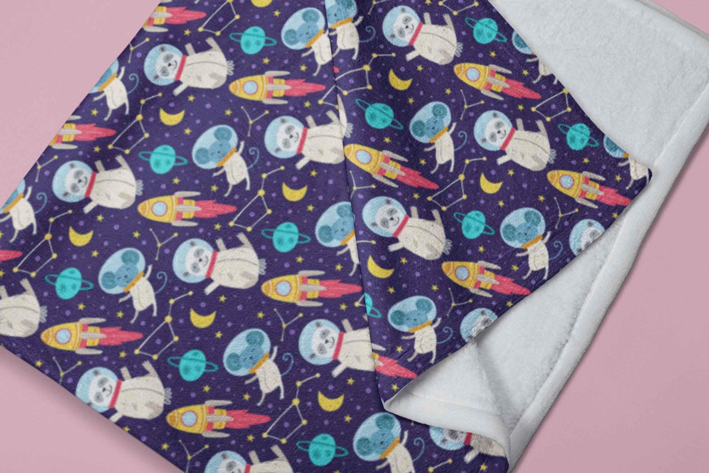 daintyduvet Space Galaxy Astronauts Rockets Soft Fluffy Velvet Flannel Fleece Throw Blanket
