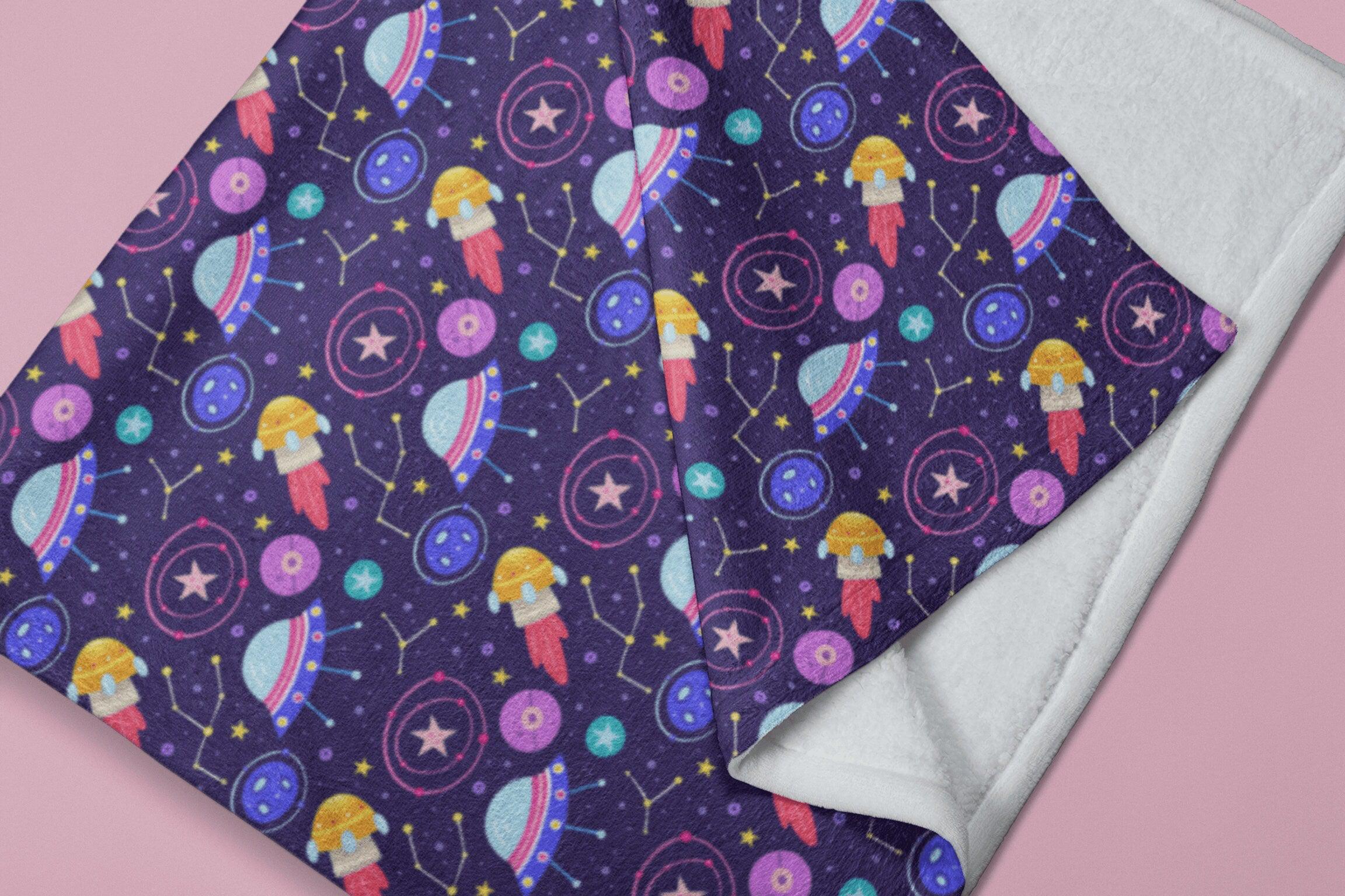 daintyduvet Space Galaxy Stars Spaceship Soft Fluffy Velvet Flannel Fleece Throw Blanket