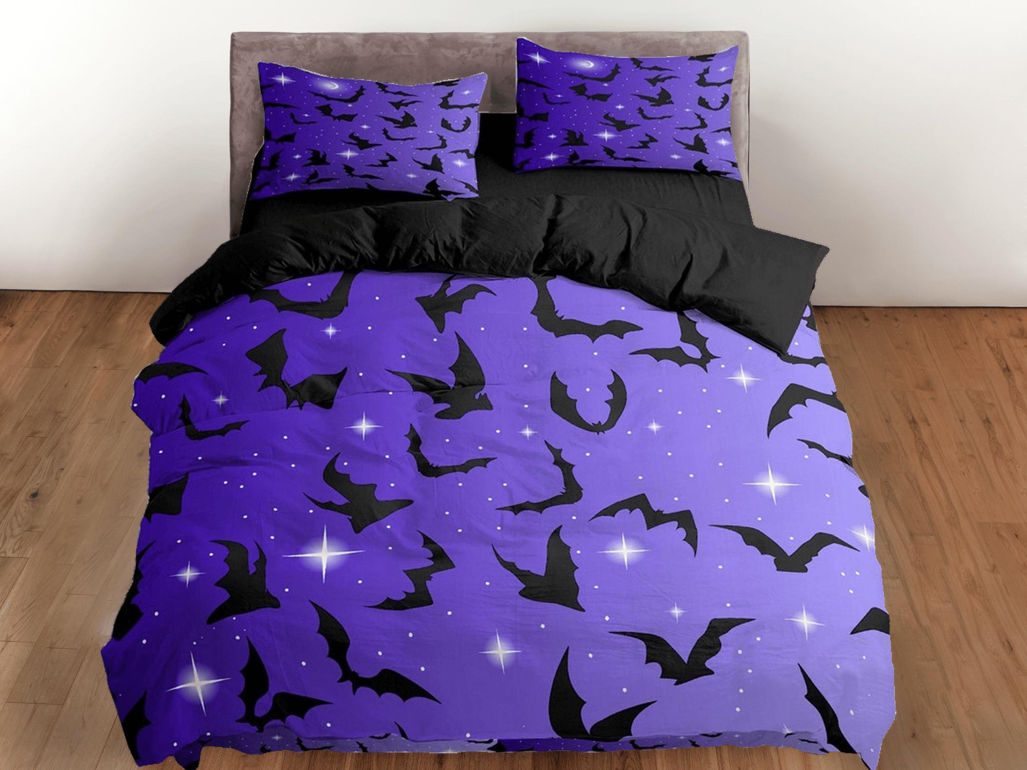 daintyduvet Sparkly bats halloween full size bedding & pillowcase, veri peri purple duvet cover set dorm bedding nursery toddler bedding, halloween gift
