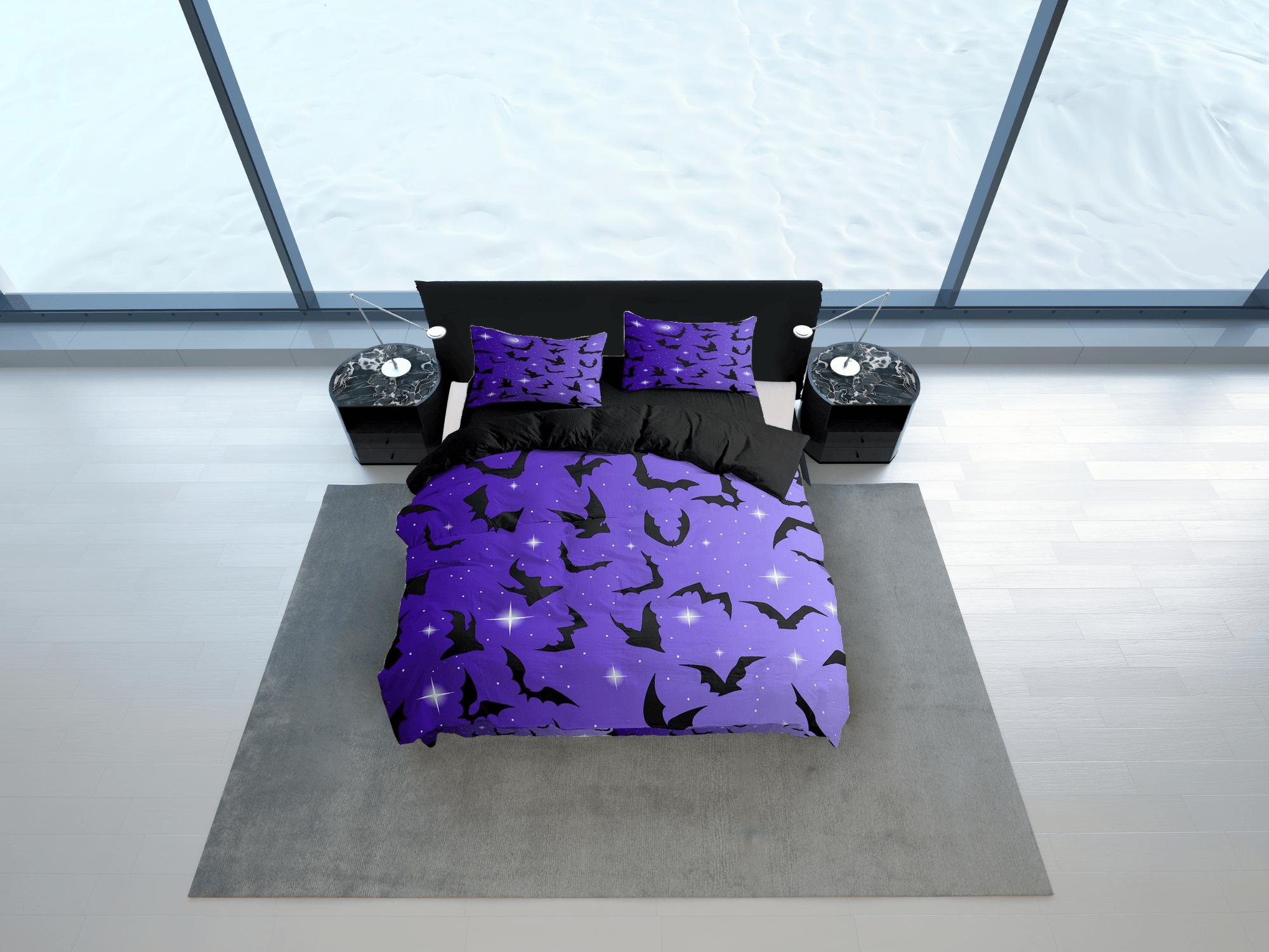 daintyduvet Sparkly bats halloween full size bedding & pillowcase, veri peri purple duvet cover set dorm bedding nursery toddler bedding, halloween gift