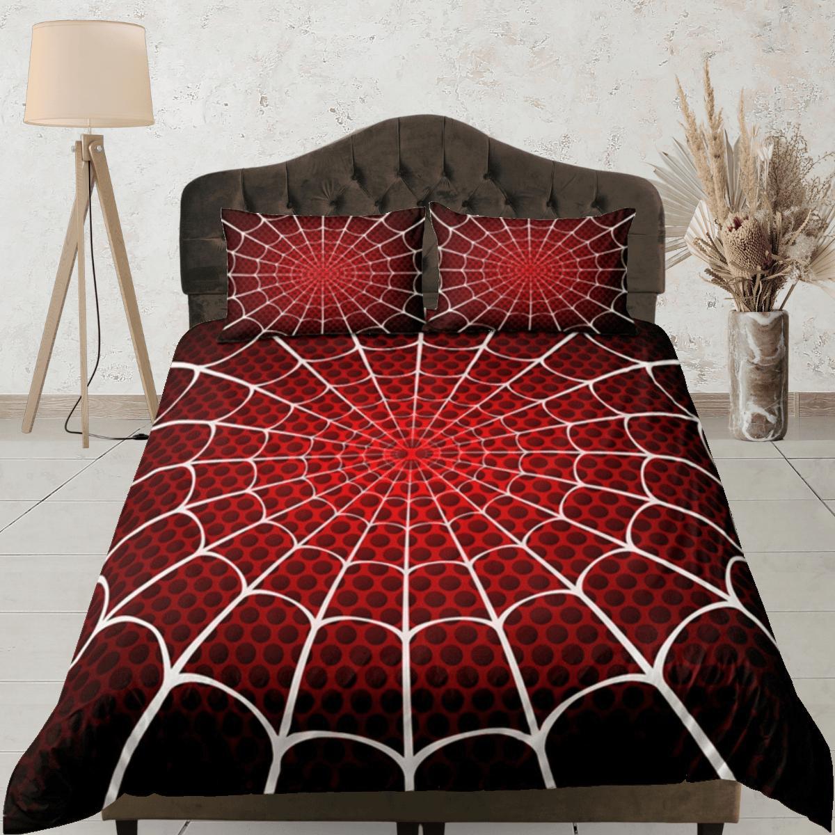 daintyduvet Spider Web Red Duvet Cover Set Bedspread, Teen Kids Bedding with Pillowcase
