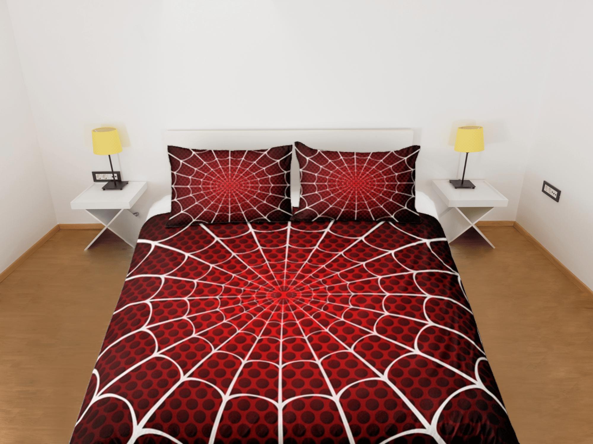 daintyduvet Spider Web Red Duvet Cover Set Bedspread, Teen Kids Bedding with Pillowcase