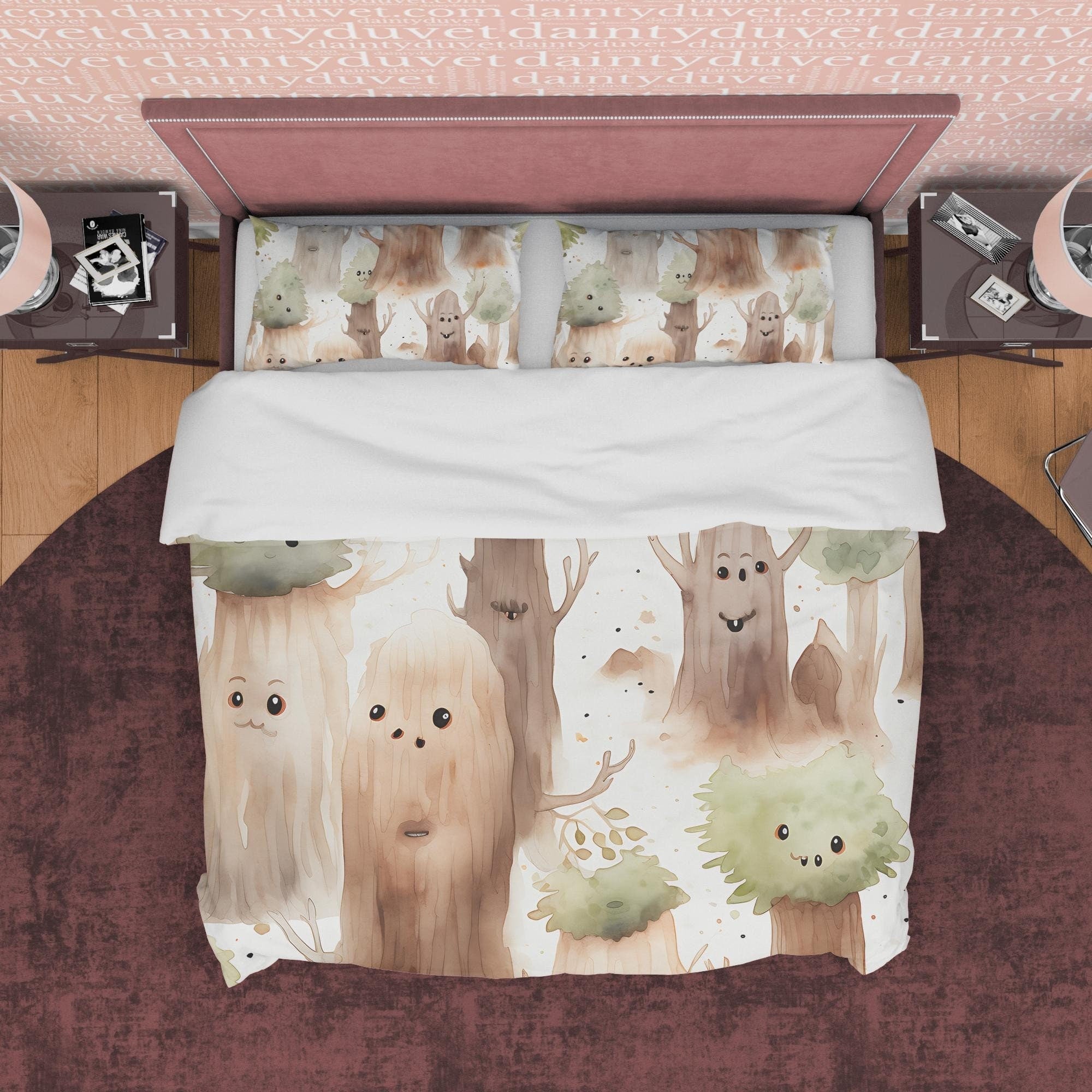 Spooky Tree Children Room Duvet Cover Set, Halloween Room Decor, Scary Painting Blanket Cover, Haunted Forest Child's Bed Room Quilt Cover