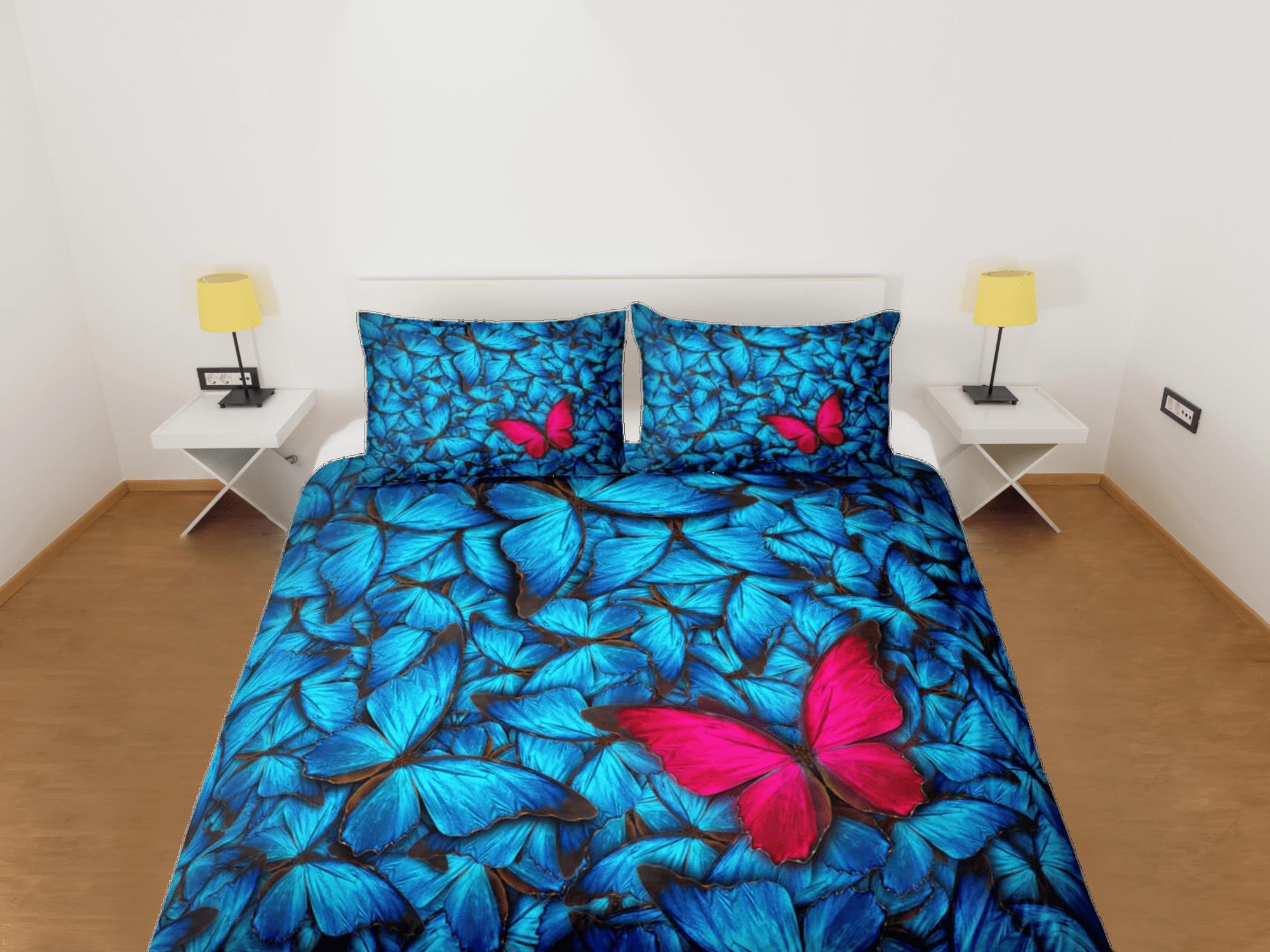 daintyduvet Stand out butterfly bedding blue duvet cover colorful dorm bedding full size adult duvet king queen twin, butterfly nursery toddler bedding