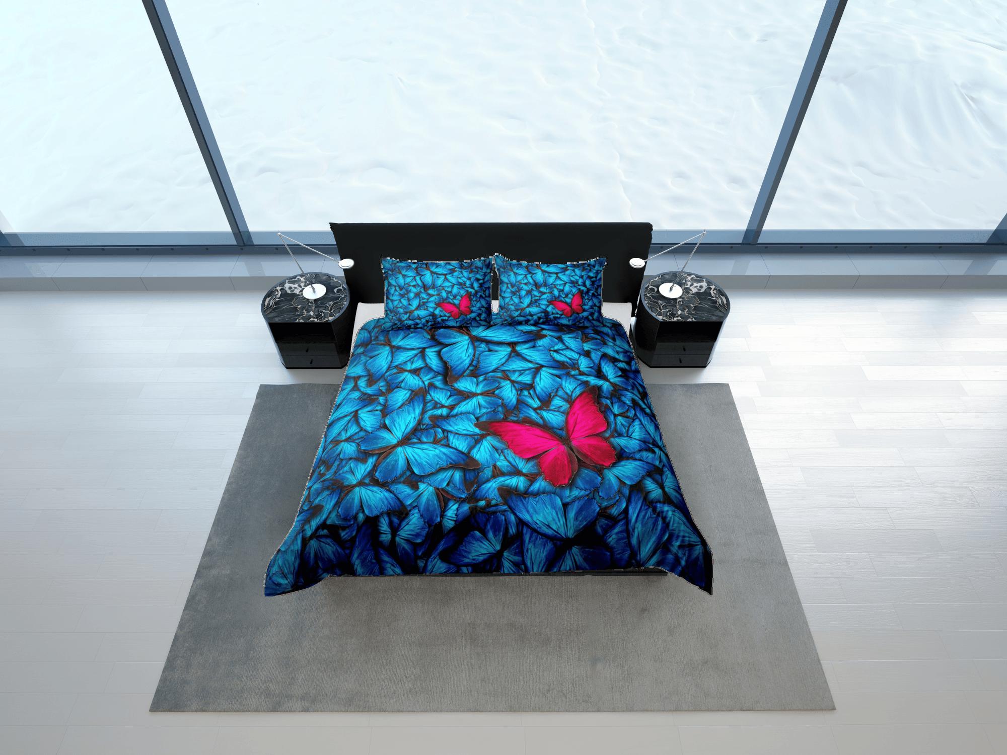 daintyduvet Stand out butterfly bedding blue duvet cover colorful dorm bedding full size adult duvet king queen twin, butterfly nursery toddler bedding