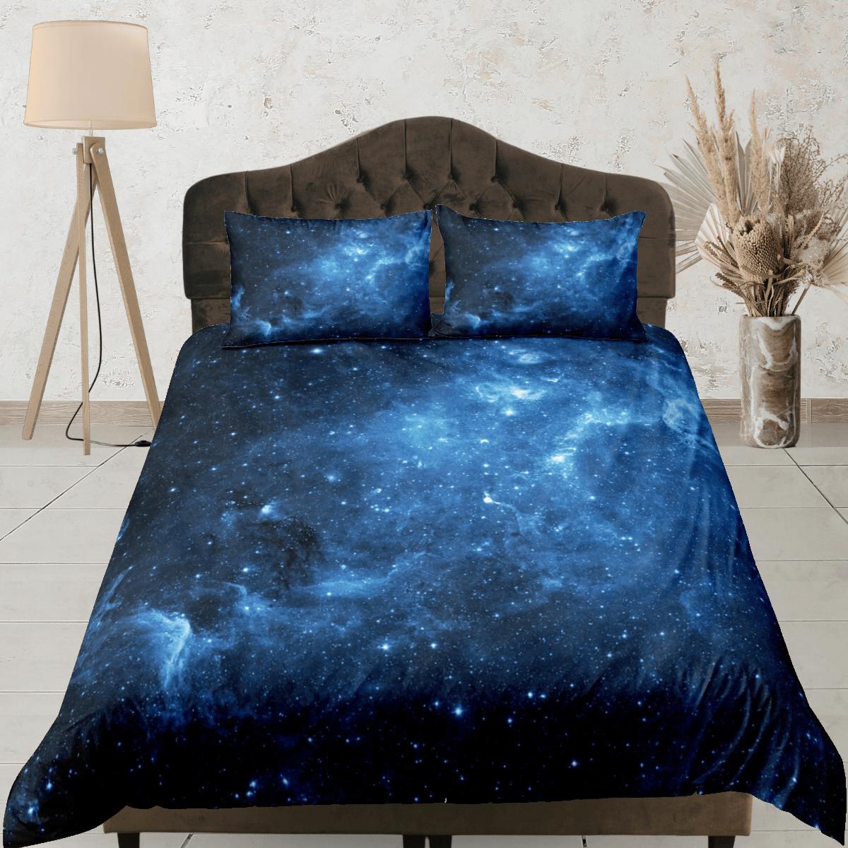daintyduvet Stars blue galaxy bedding, 3D outer space bedding set full, cosmic duvet cover king, queen, dorm bedding, toddler bedding aesthetic duvet