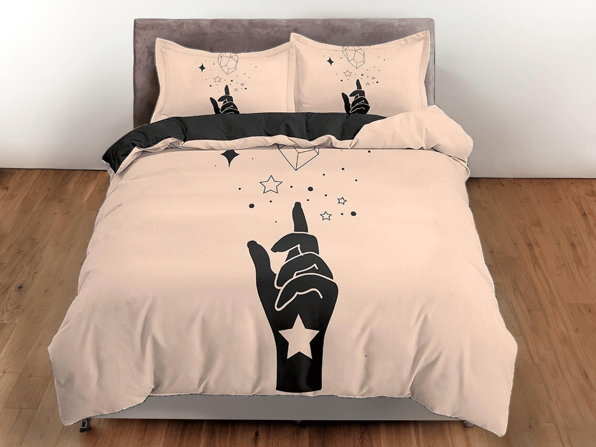 daintyduvet Stars Boho Beige Bedding Minimalist, Zodiac Gift Celestial Dorm Bedding, Astrology Duvet Cover Set, Aesthetic Duvet Cover King Queen Full