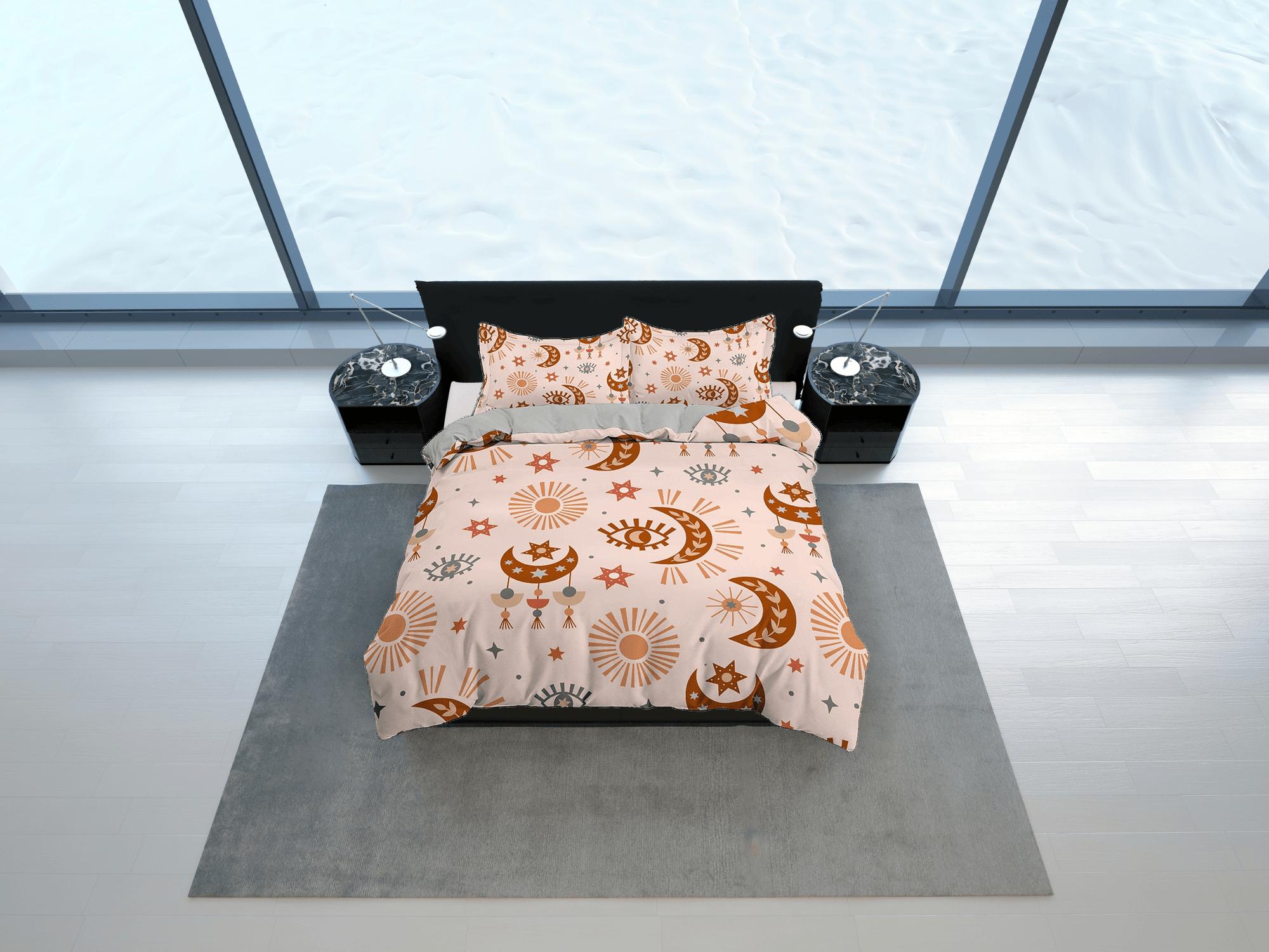 daintyduvet Sun and Moon Astrology Boho Bedding, Zodiac Gift Celestial Dorm Bedding, Duvet Cover Set, Aesthetic Duvet Cover King Queen Full Twin Single