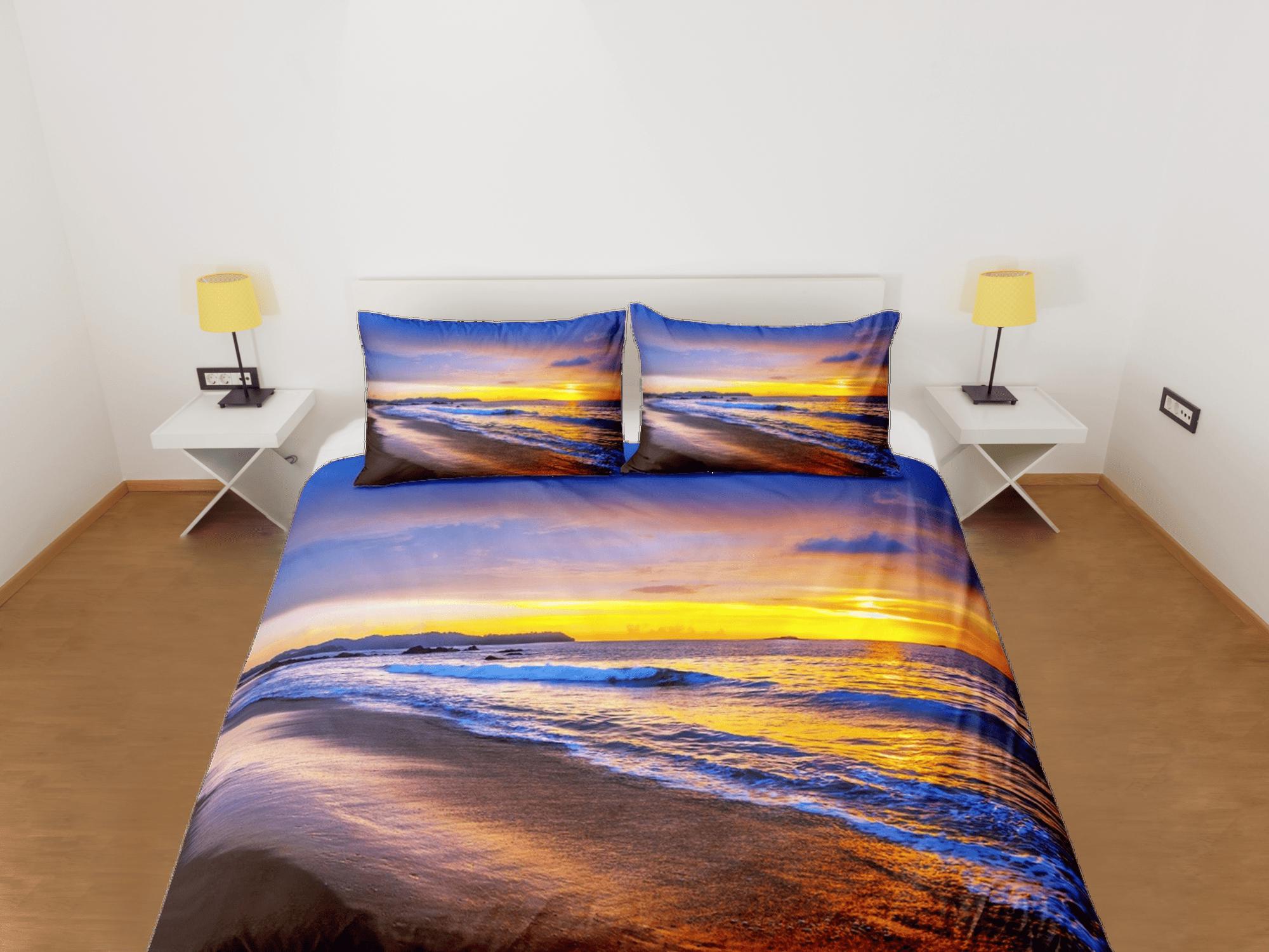 daintyduvet Sunset in seashore coastal grandma duvet cover nautical bedding set full queen king, aesthetic beach room decor, ocean lover gift seaman