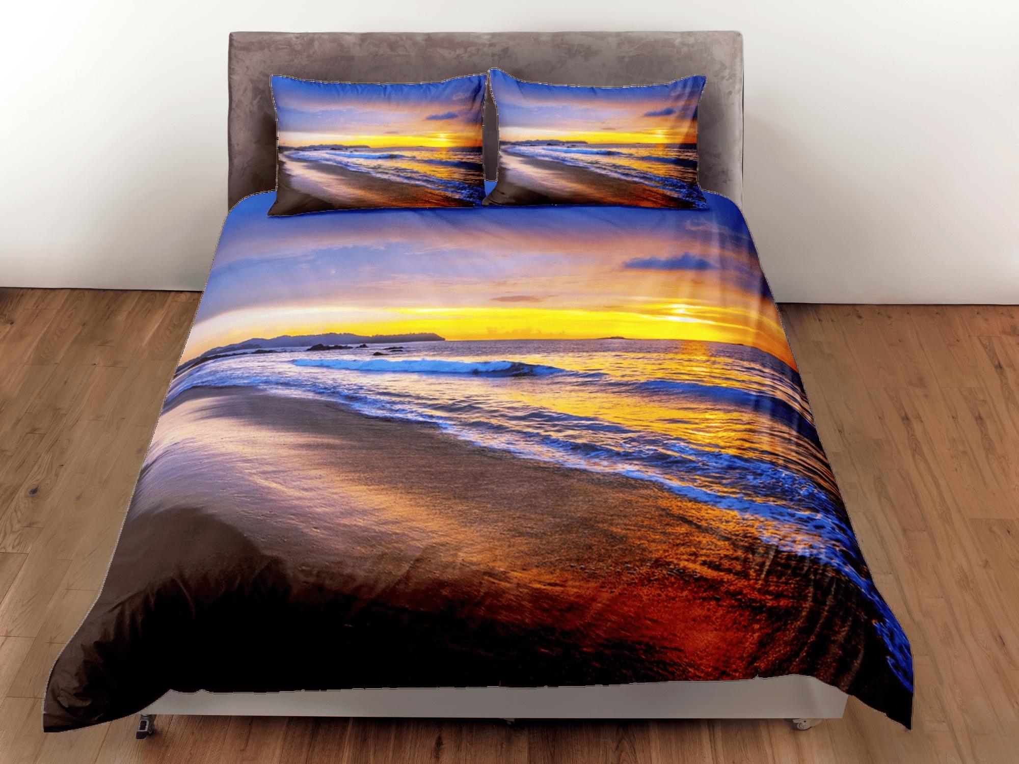 daintyduvet Sunset in seashore coastal grandma duvet cover nautical bedding set full queen king, aesthetic beach room decor, ocean lover gift seaman
