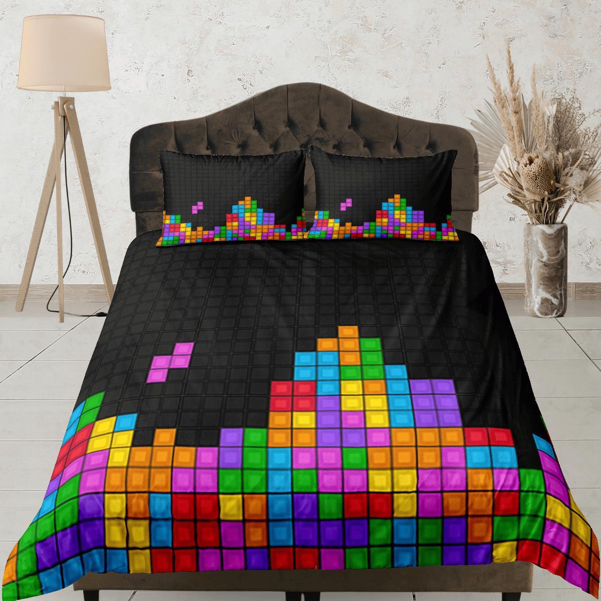 daintyduvet Tetris Duvet Cover Set Colorful Bedspread, Dorm Bedding with Pillowcase
