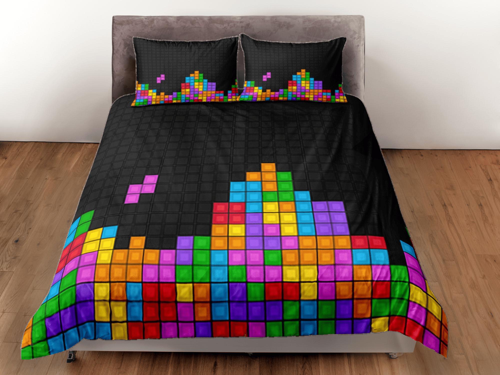 daintyduvet Tetris Duvet Cover Set Colorful Bedspread, Dorm Bedding with Pillowcase